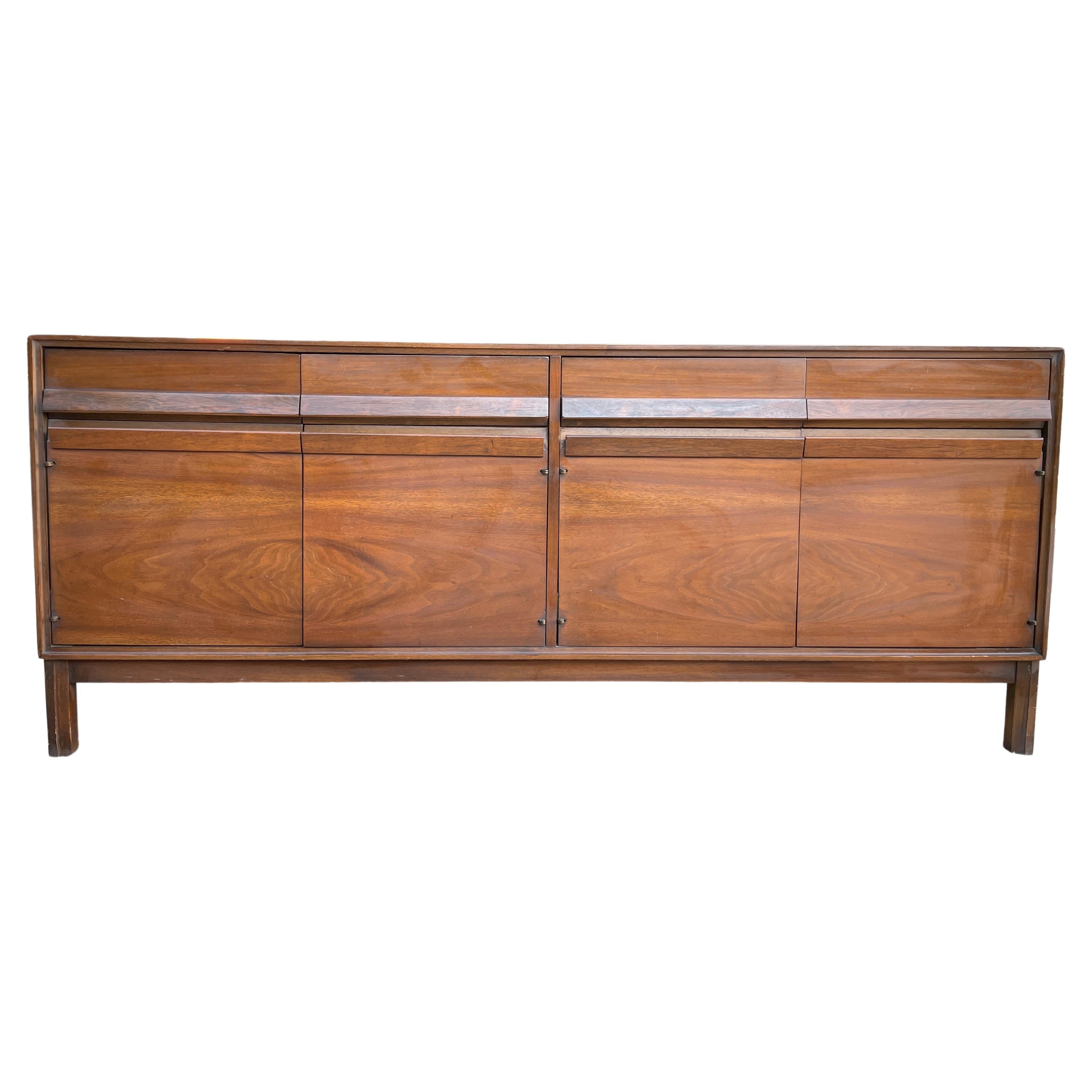 Mid-Century Modern American of Martinsville Walnut Credenza Dresser Cabinet