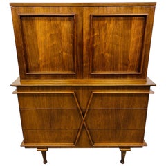 Mid-Century Modern American of Martinsville Walnut High Chest