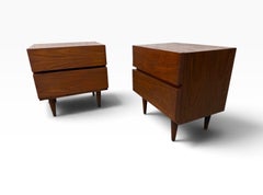 Mid-Century Modern American of Martinsville Walnut Nightstands - Set of 2