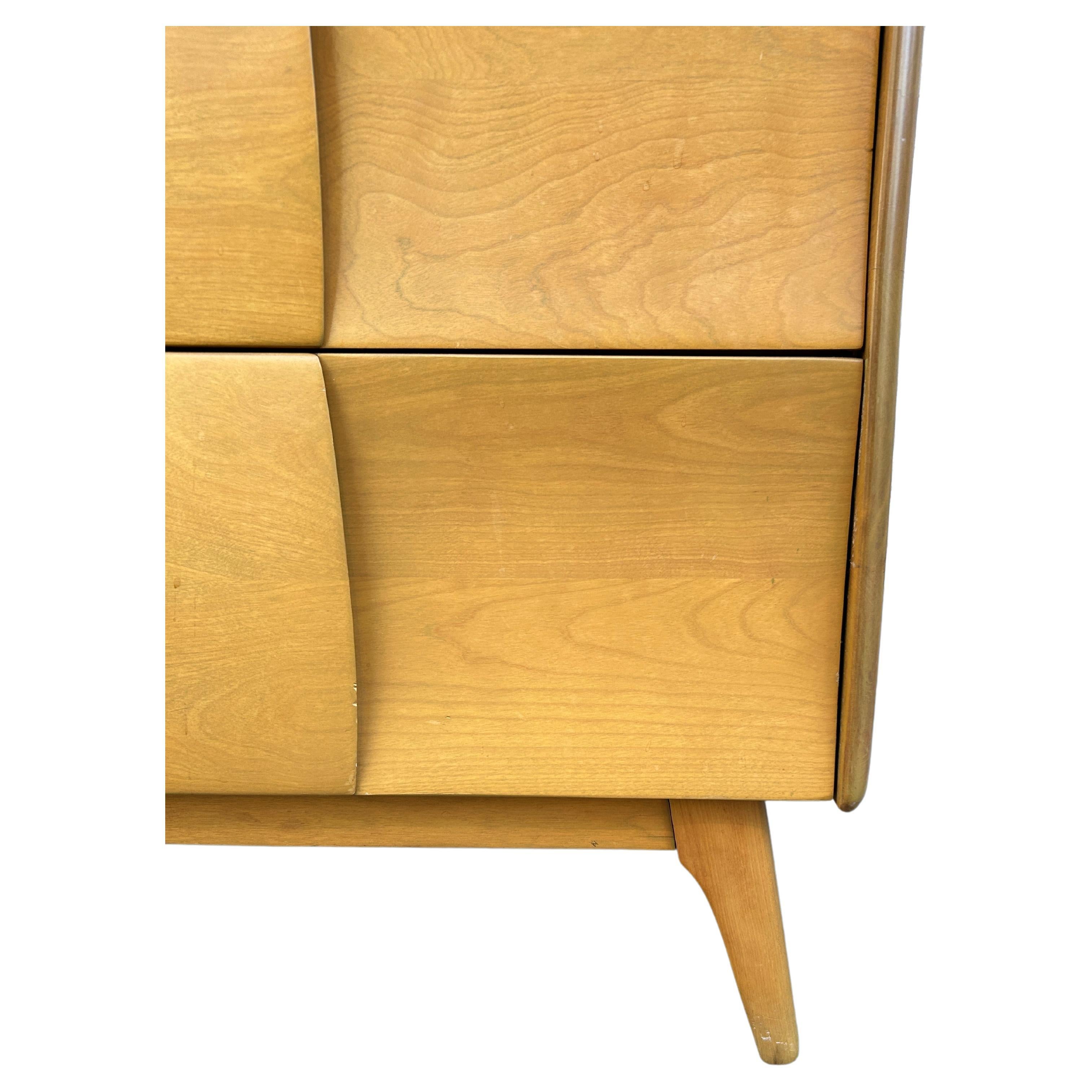Mid-20th Century Mid-Century Modern American Sculpted Tall 4 Drawer Dresser Solid Maple