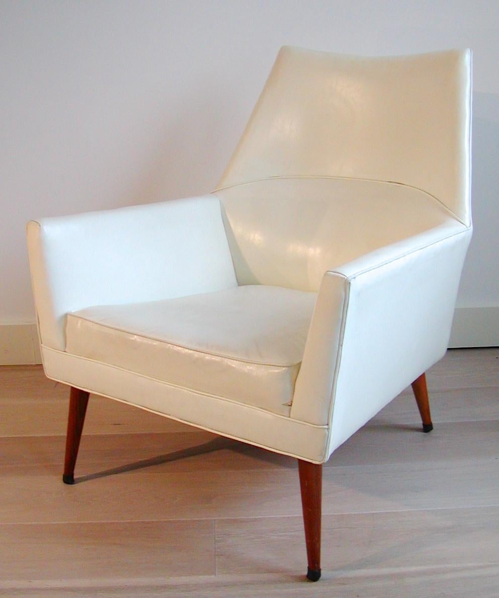 Hand-Crafted White Mid-Century Modern American 'Squirm' Lounge Chair by Paul McCobb For Sale