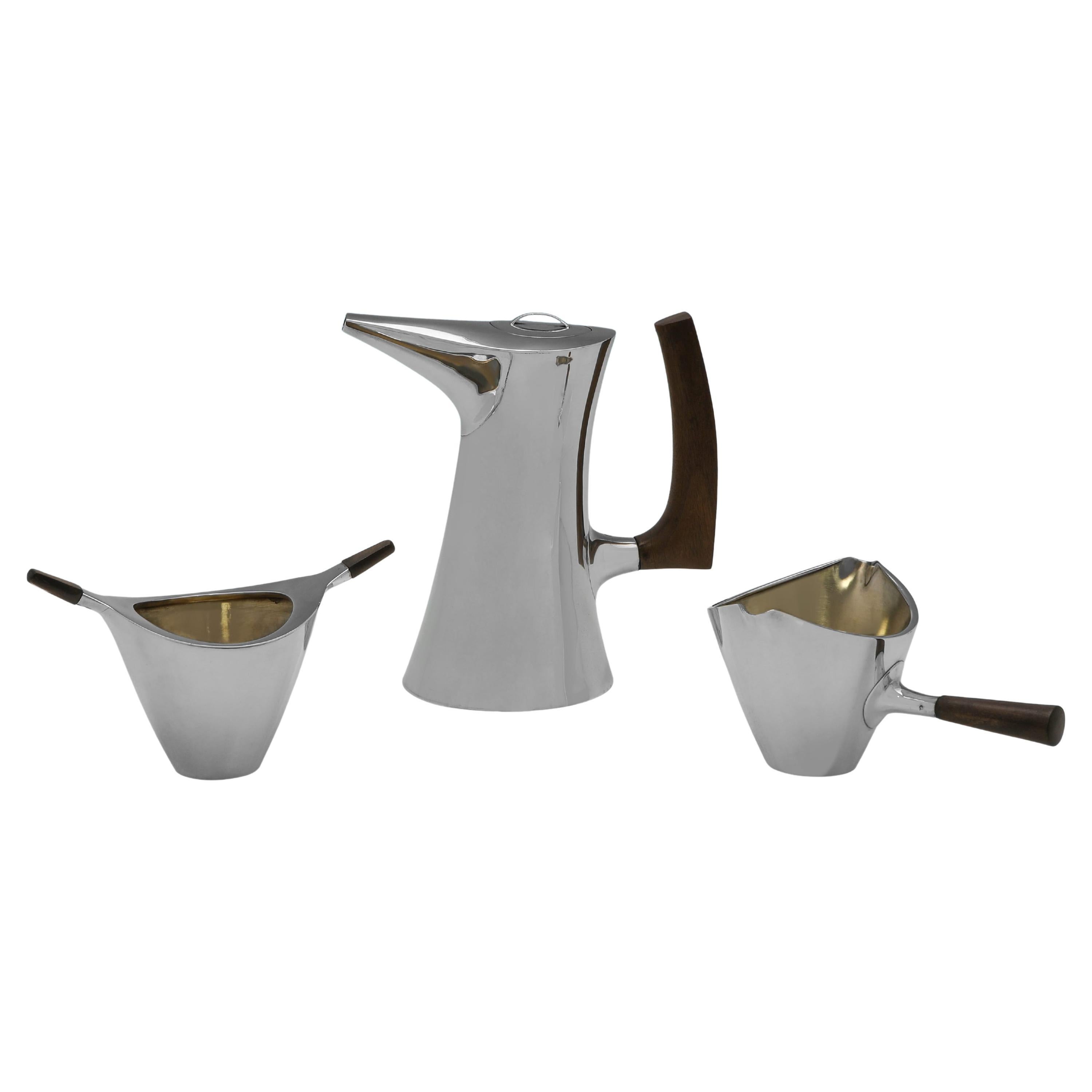 Mid-Century Modern American Sterling Silver Coffee Set by Howard Crisp, 1970