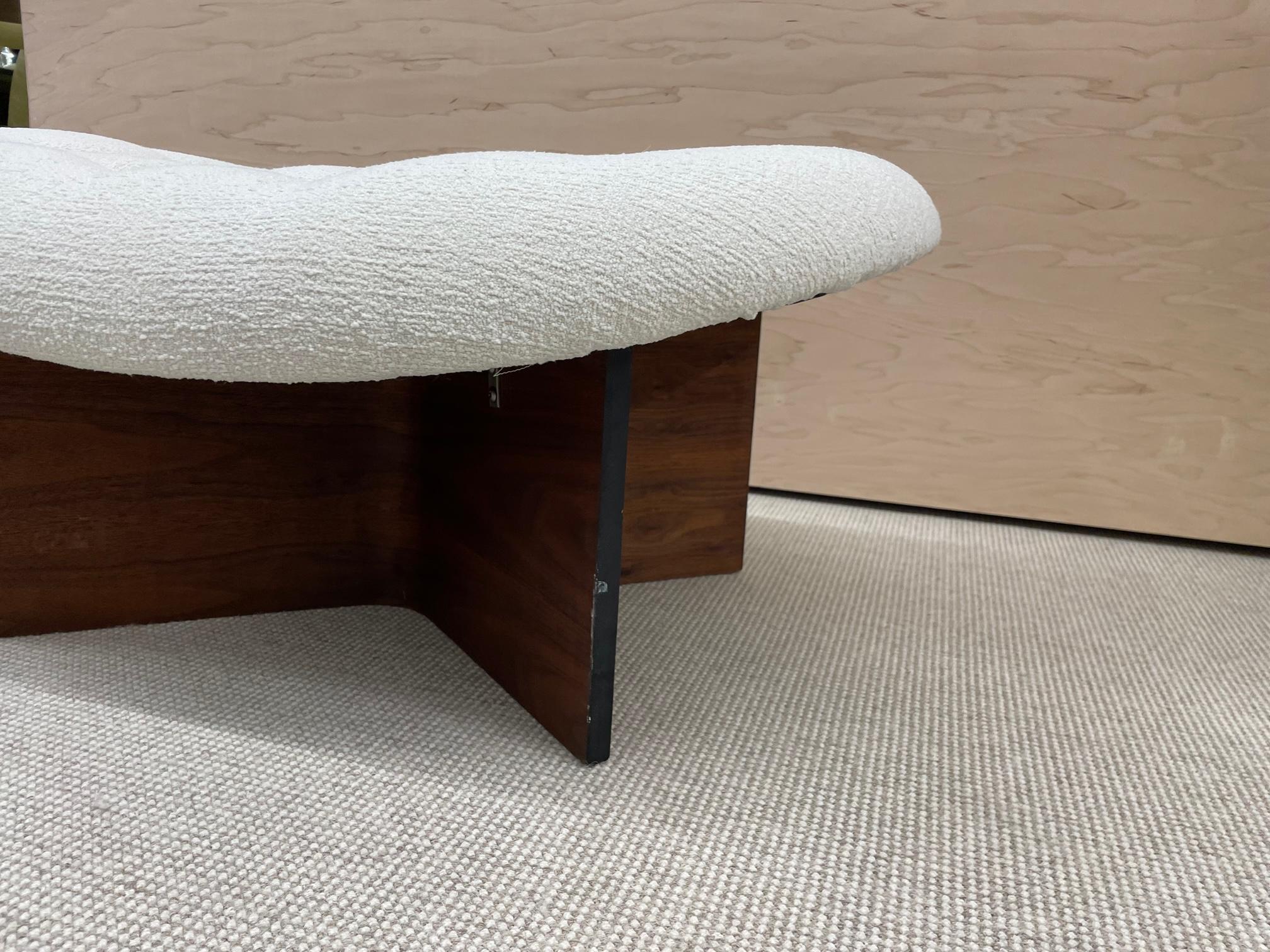 Mid-20th Century Mid-Century Modern, Footstool, White Boucle, Walnut, United States, 1960s For Sale