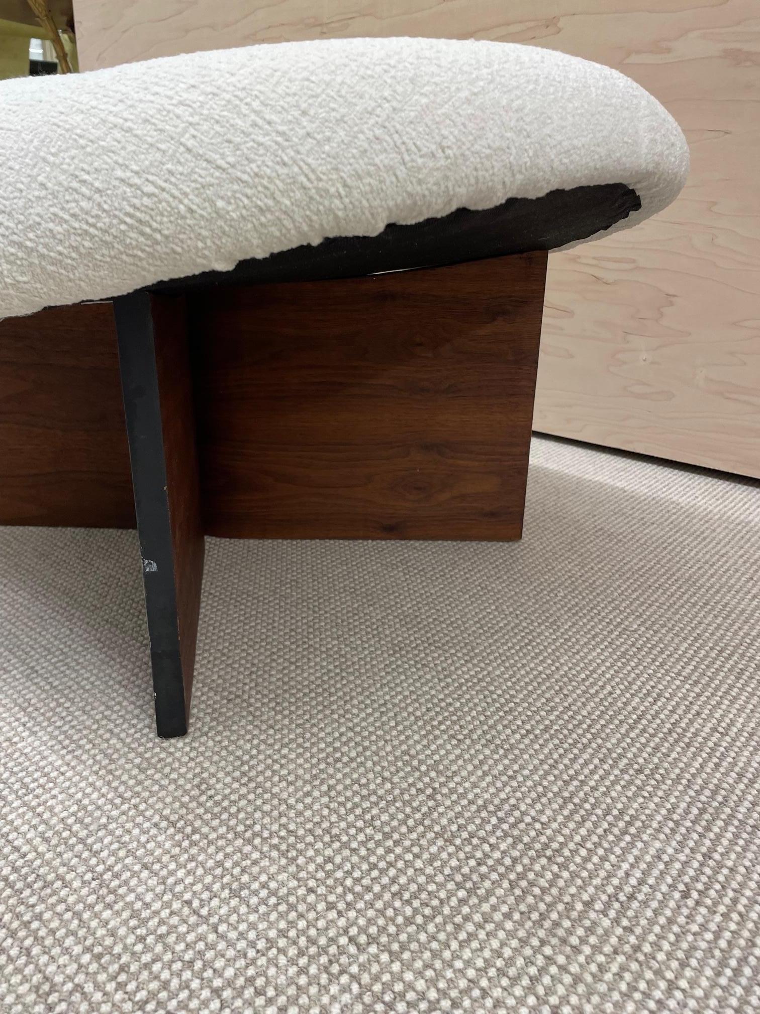 Mid-Century Modern, Footstool, White Boucle, Walnut, United States, 1960s For Sale 4