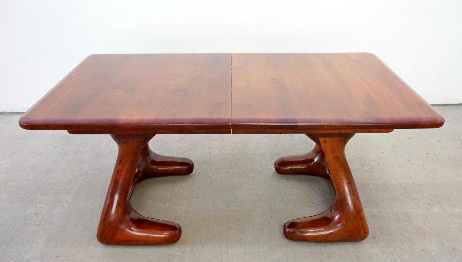 Mid-Century Modern American Studio Craft Wood Dining Table Wendell Castle Style In Good Condition In Keego Harbor, MI