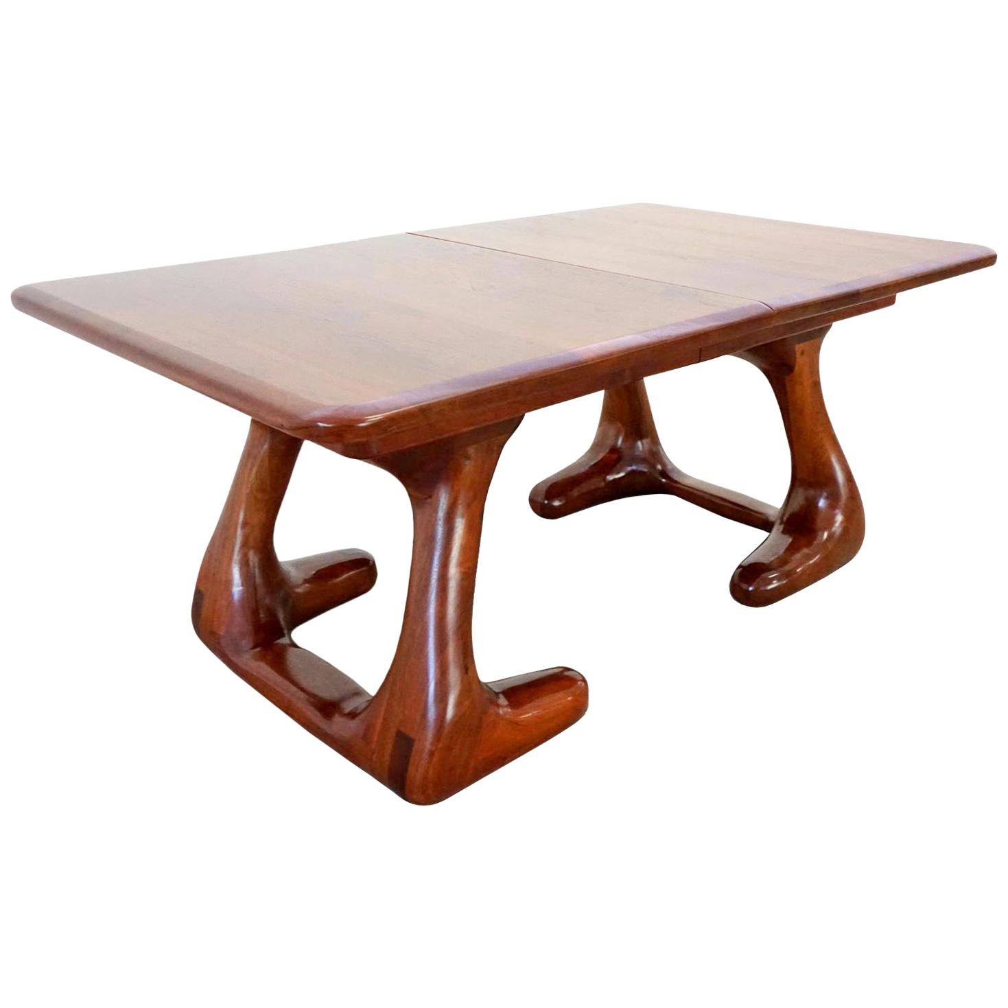 Mid-Century Modern American Studio Craft Wood Dining Table Wendell Castle Style