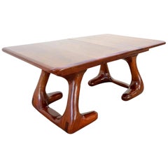 Mid-Century Modern American Studio Craft Wood Dining Table Wendell Castle Style