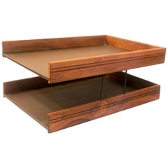 Vintage Mid-Century Modern American Walnut Modernist Paper Desk Tray