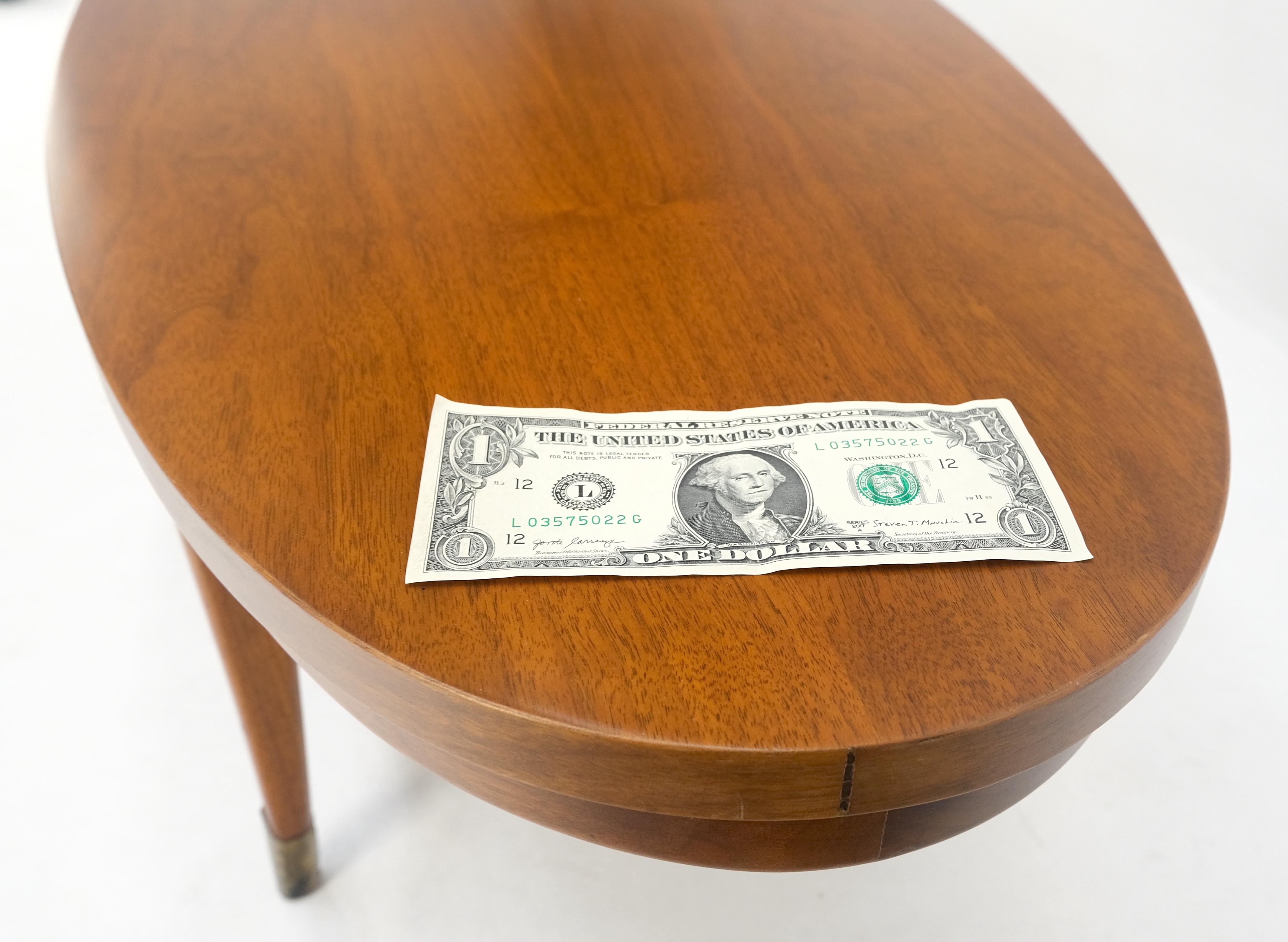 Mid Century Modern American Walnut Oval One Drawer Tapered Leg Coffee Table MINT For Sale 1