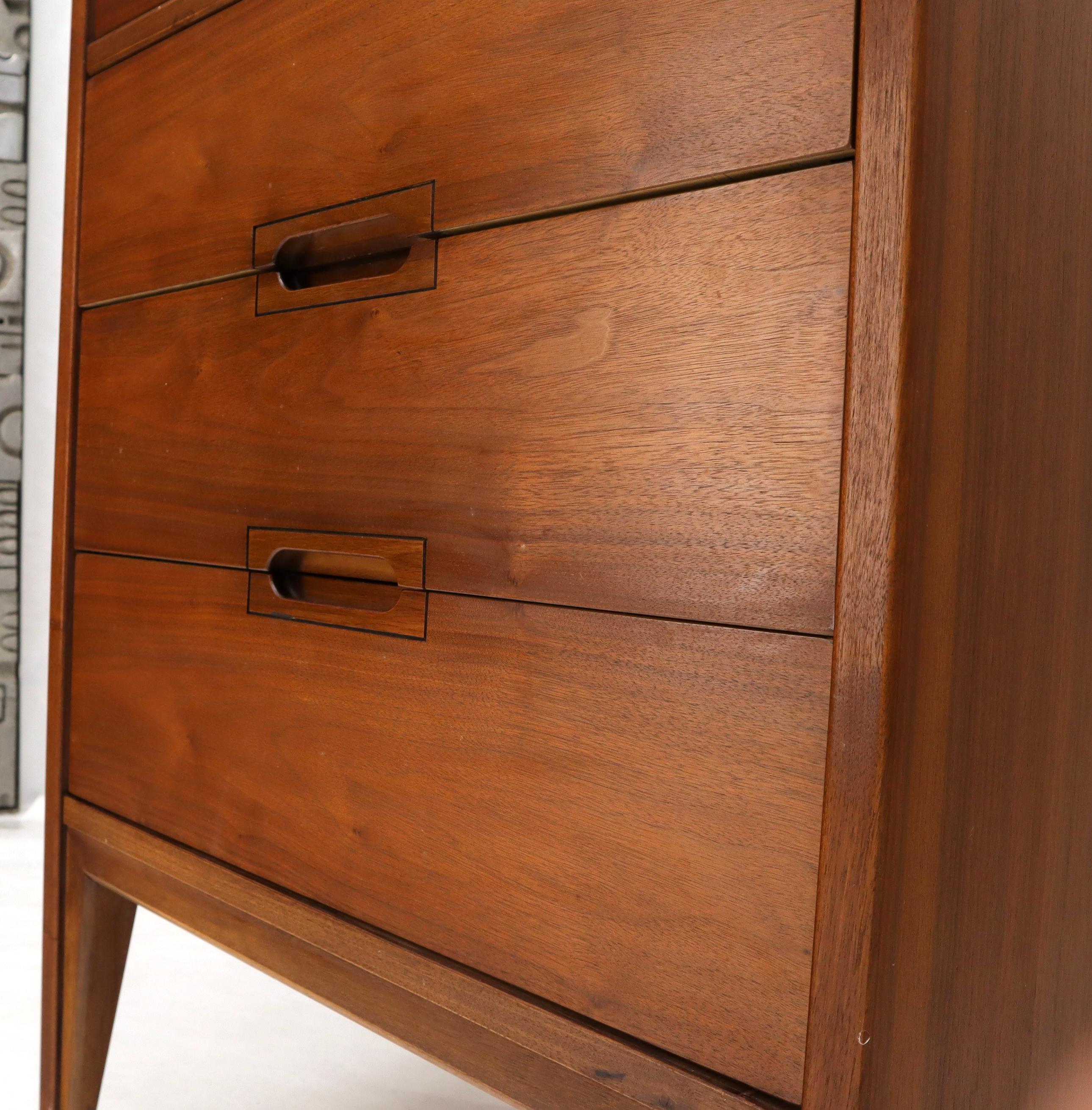 Mid-Century Modern American Walnut Tall Skinny Lingerie Chest Dresser For Sale 4