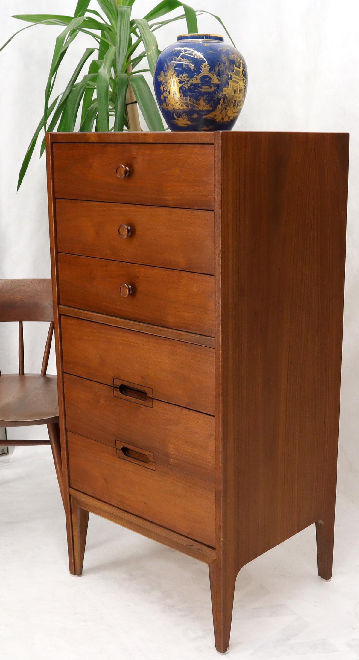 Oiled Mid-Century Modern American Walnut Tall Skinny Lingerie Chest Dresser For Sale