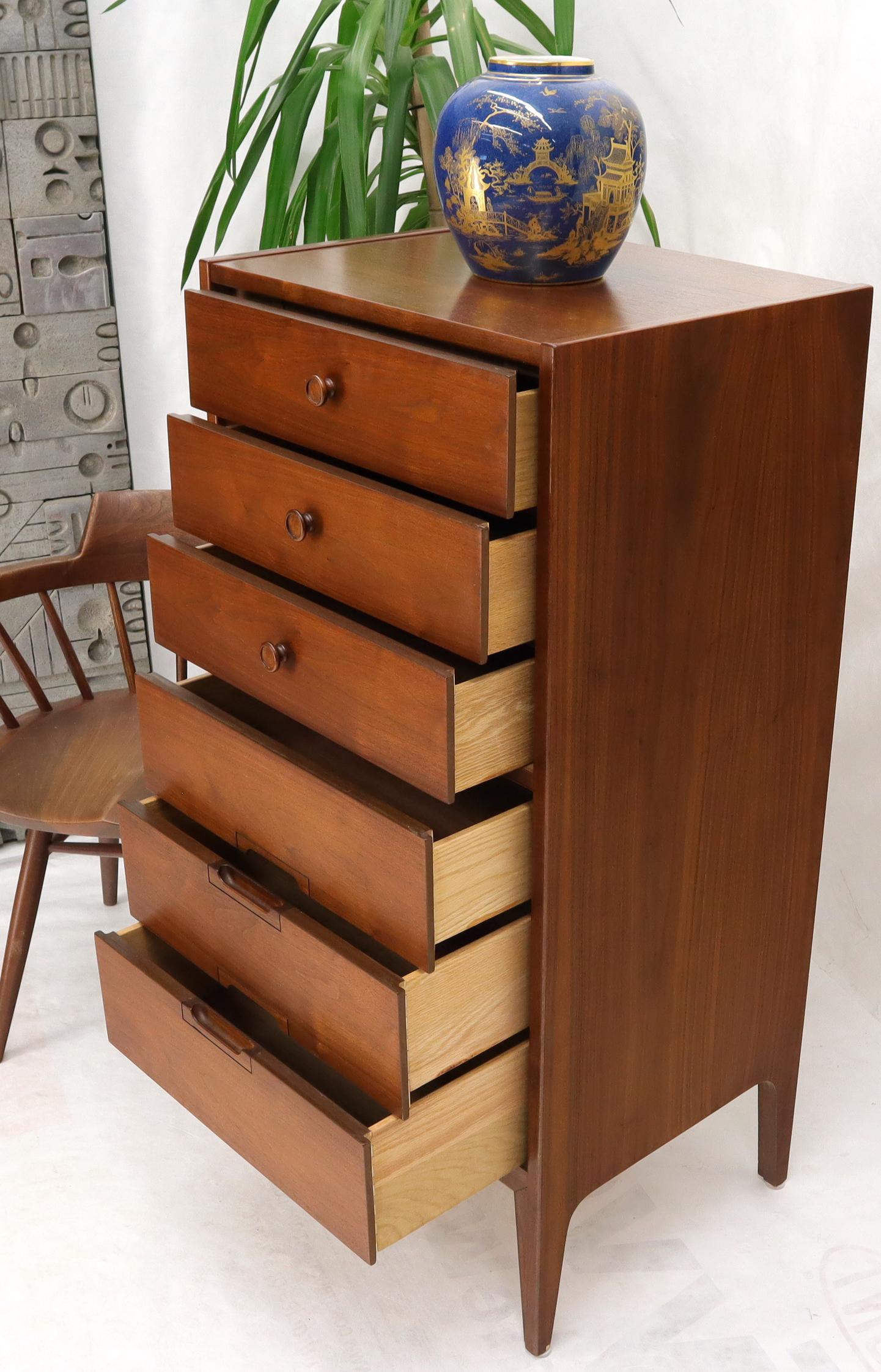 20th Century Mid-Century Modern American Walnut Tall Skinny Lingerie Chest Dresser For Sale
