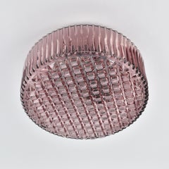 Mid Century Modern Amethyst Purple Glass Flush Mount, 1970s