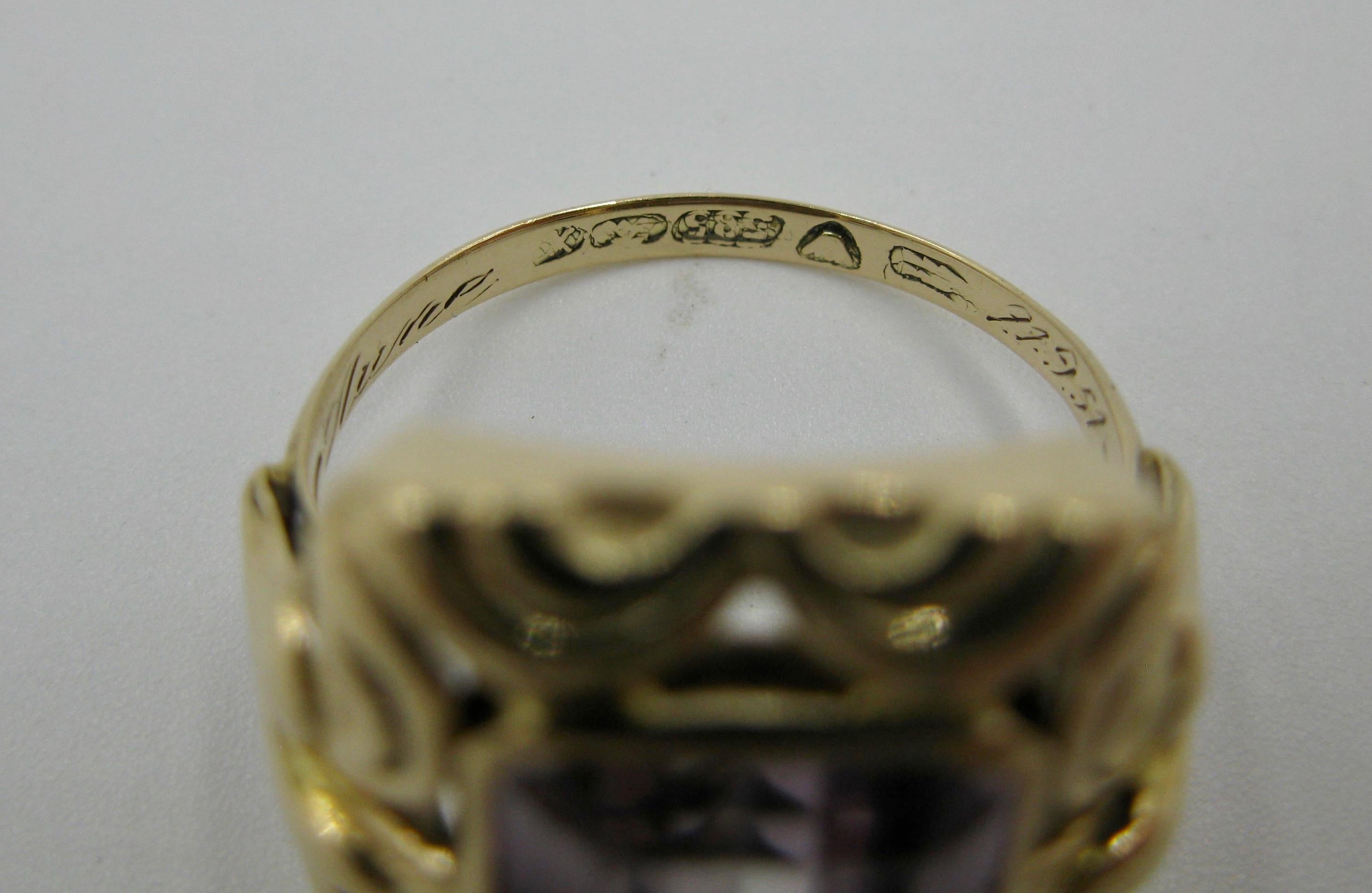 Bague finlandaise en or 14 carats avec améthyste, époque Eames moderniste du milieu du siècle dernier en vente 5