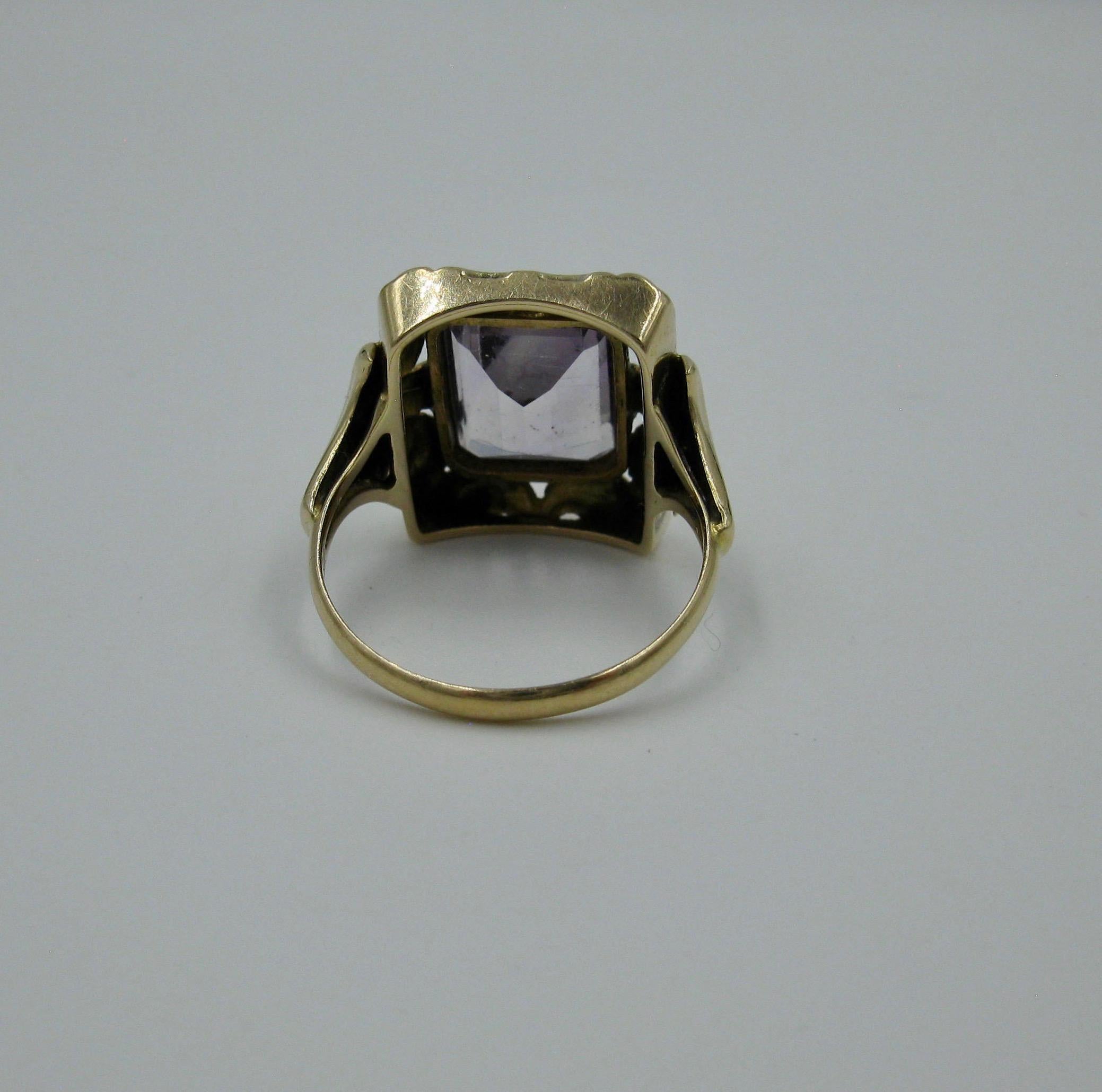 Mid-Century Modern Amethyst Ring Finland 14 Karat Gold 1957 Modernist Eames Era For Sale 4