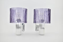 Mid Century Modern Amethyst & Silver Wall Sconces