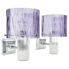 Mid Century Modern Amethyst & Silver Wall Sconces