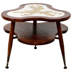 Mid-Century Modern Amoeba Shaped 2 Tier Mosaic Tile Coffee Side Table, 1960s