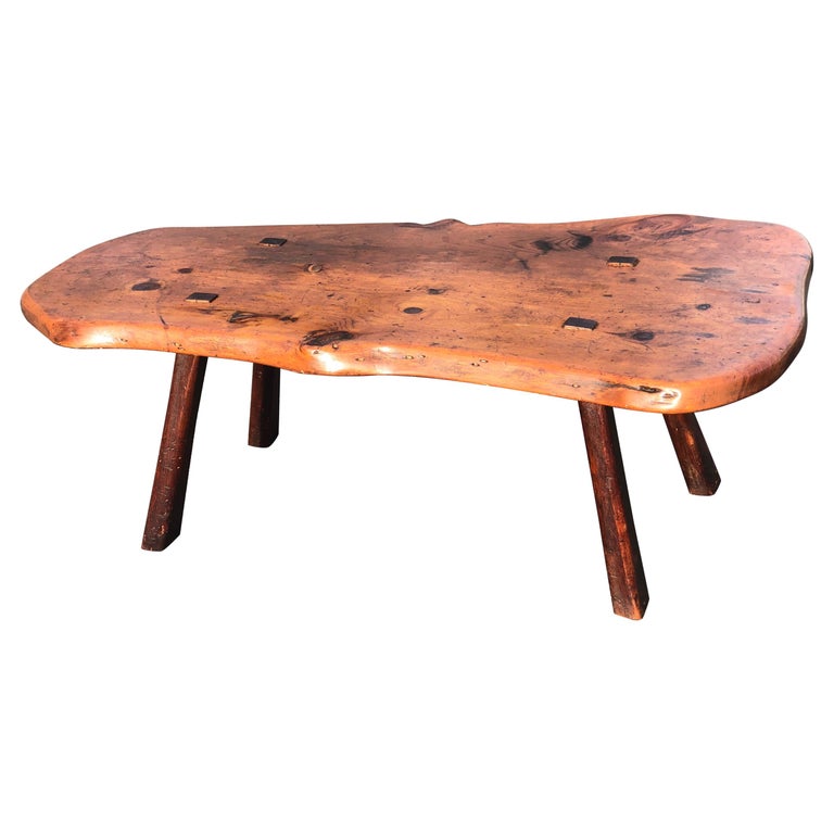 MidCentury Modern Amorphic Live Edge Coffee Table at 1stDibs