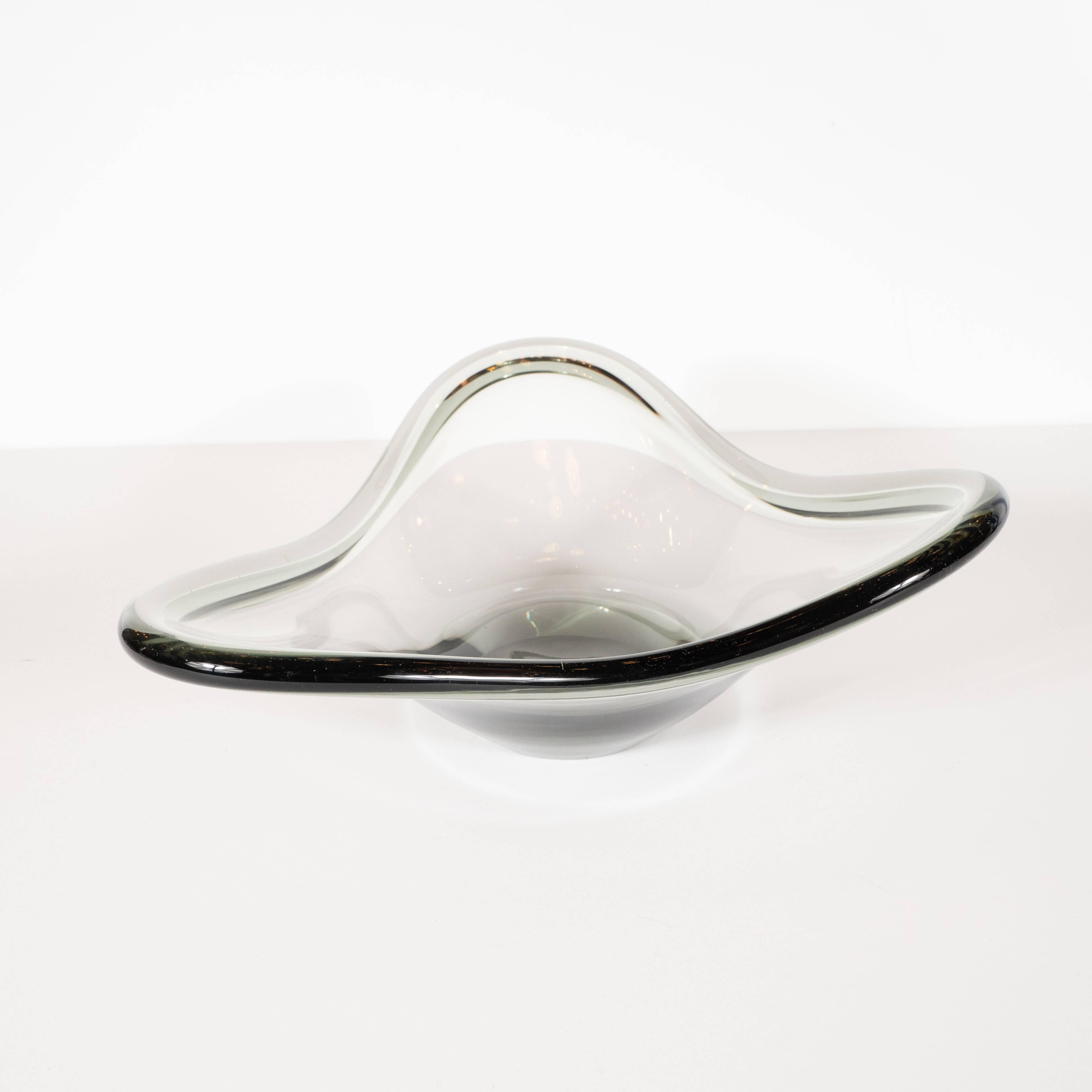 Mid-20th Century Mid-Century Modern Amorphic Smoked Translucent Glass Bowl by Holmegaard