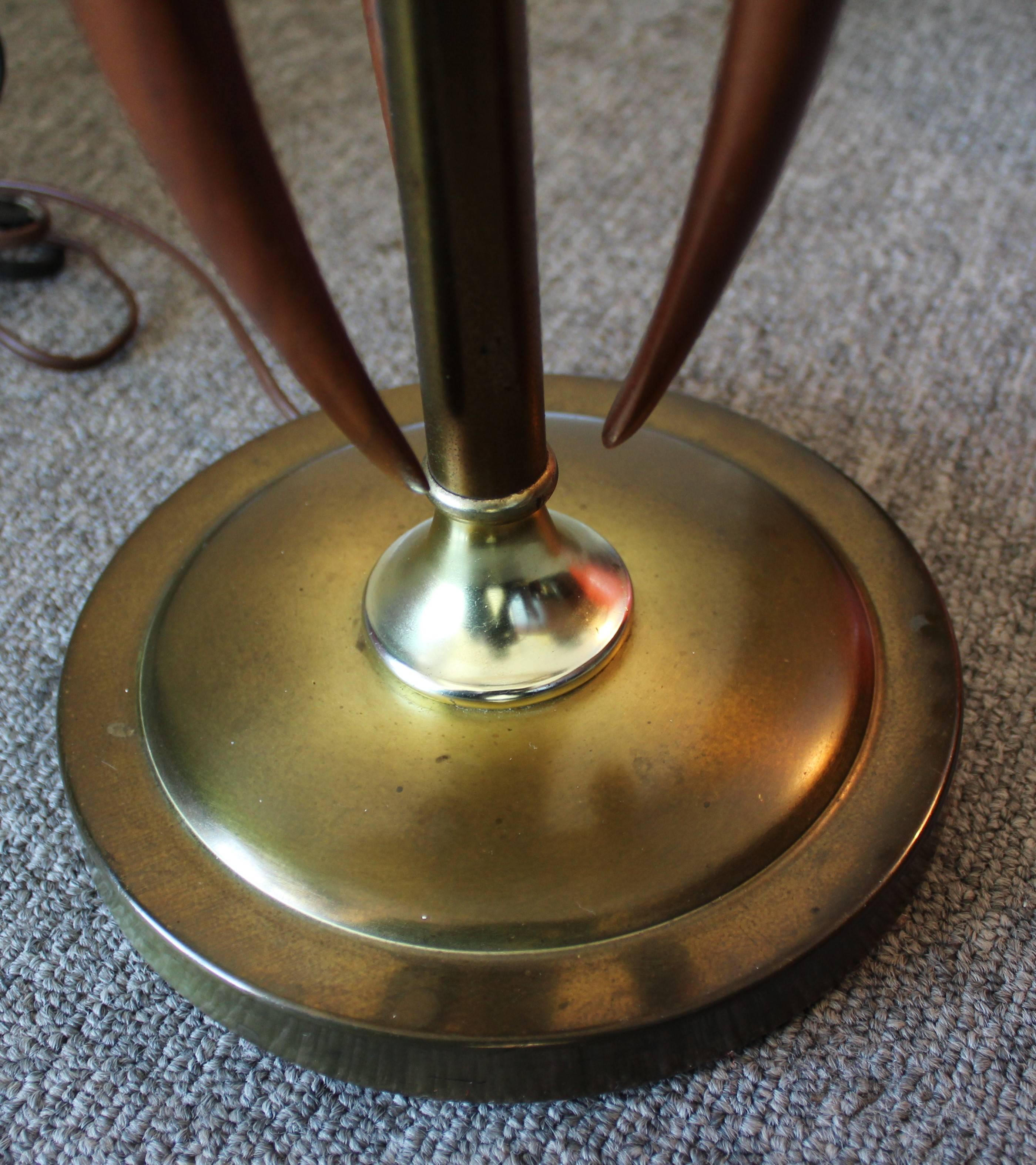 Mid-Century Modern Amorphous Walnut and Brass Table Lamp 1