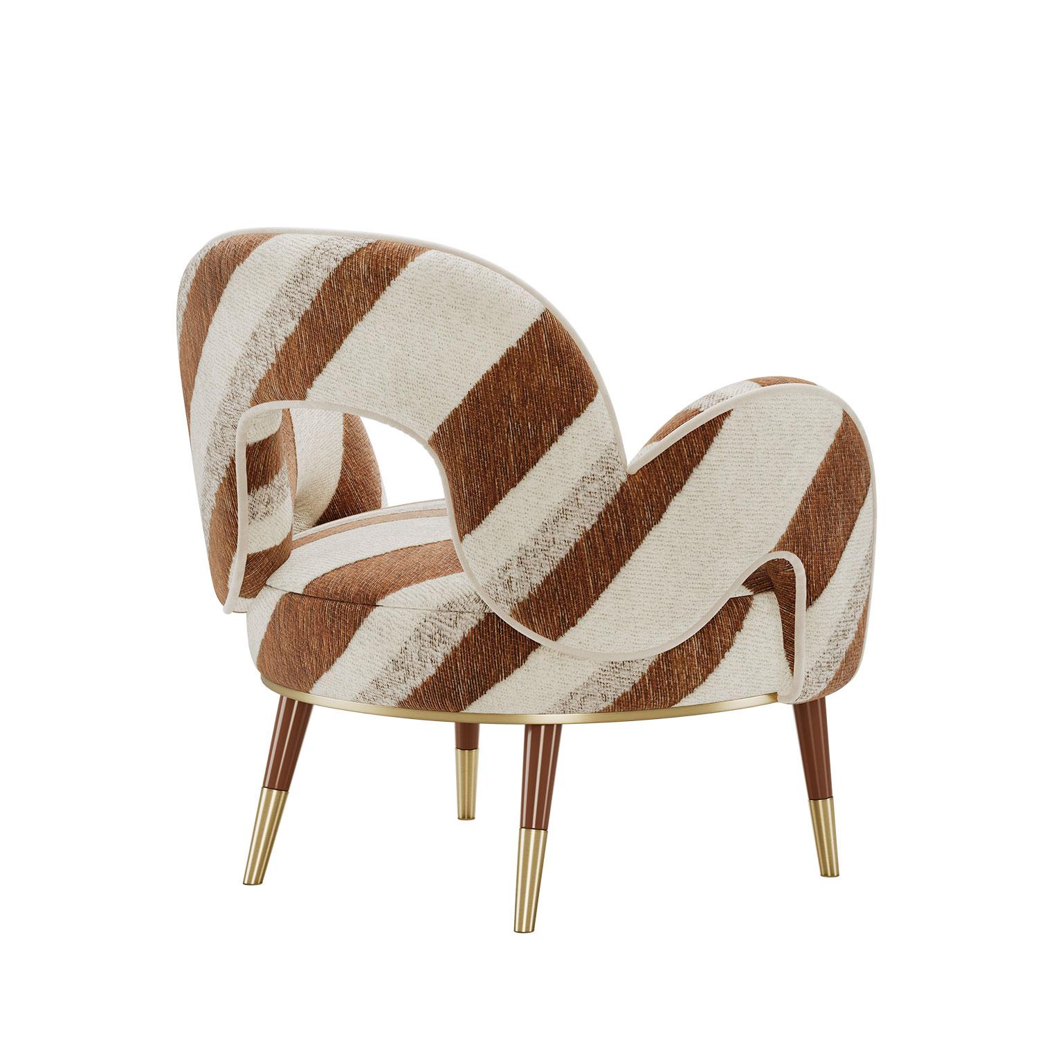 Mid-Century moderno Mid-Century Modern Amuse Armchair in Stripes by Mavo Atelier Handmade in vendita