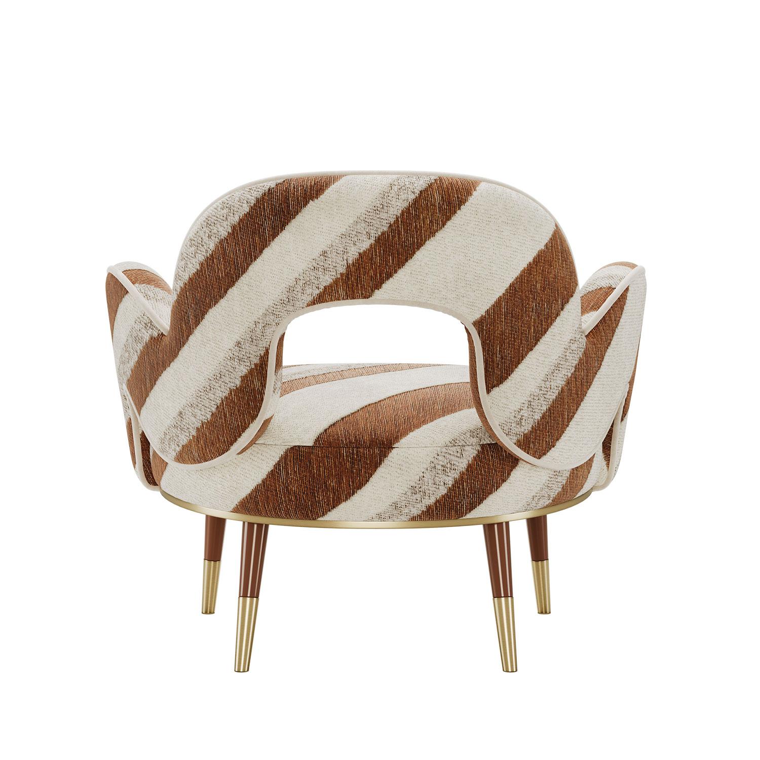 Portoghese Mid-Century Modern Amuse Armchair in Stripes by Mavo Atelier Handmade in vendita