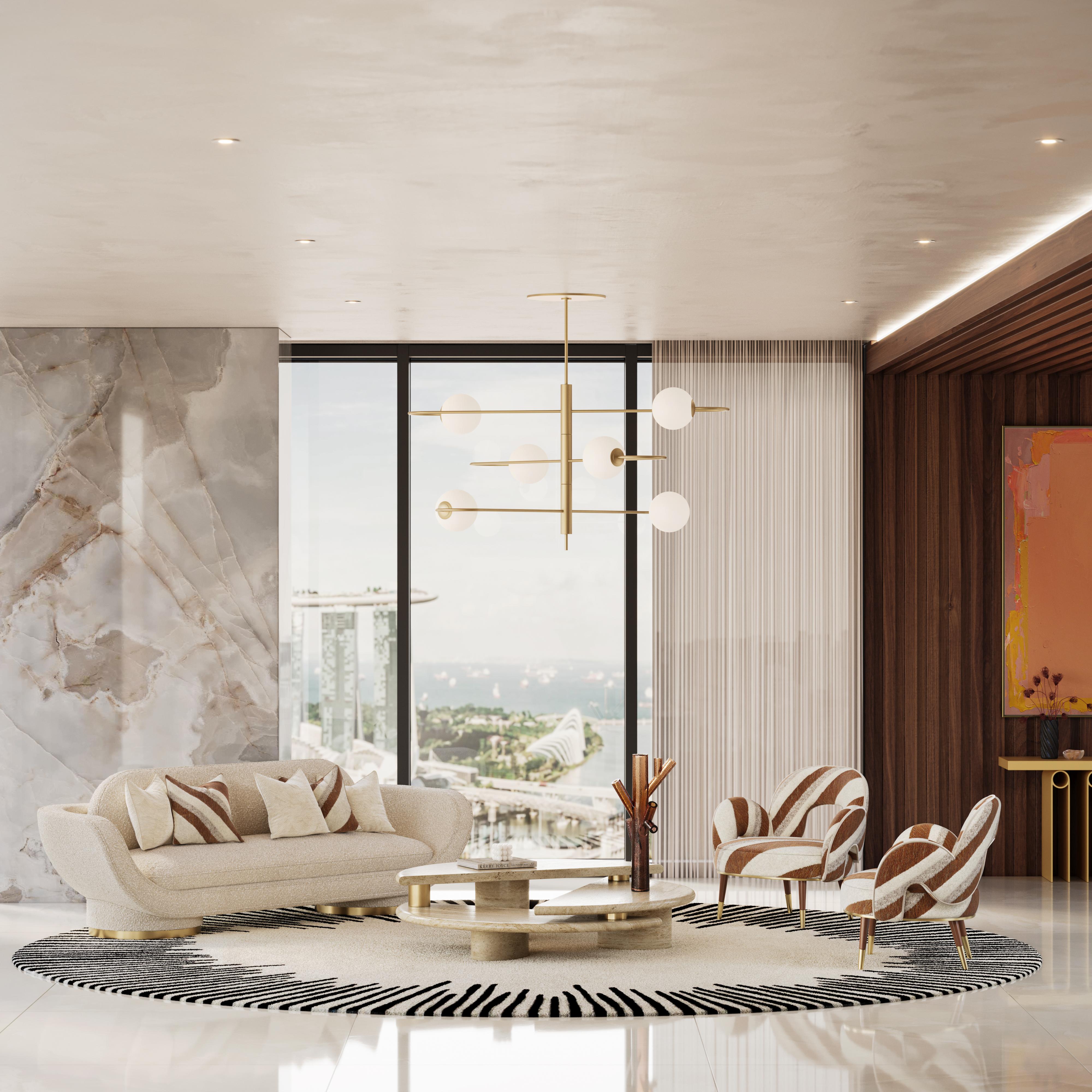 XXI secolo e contemporaneo Mid-Century Modern Amuse Armchair in Stripes by Mavo Atelier Handmade in vendita