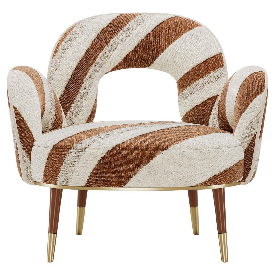 Mid-Century Modern Amuse Armchair in Stripes by Mavo Atelier Handmade