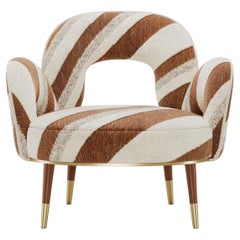 Mid-Century Modern Amuse Armchair in Stripes by Mavo Atelier Handmade