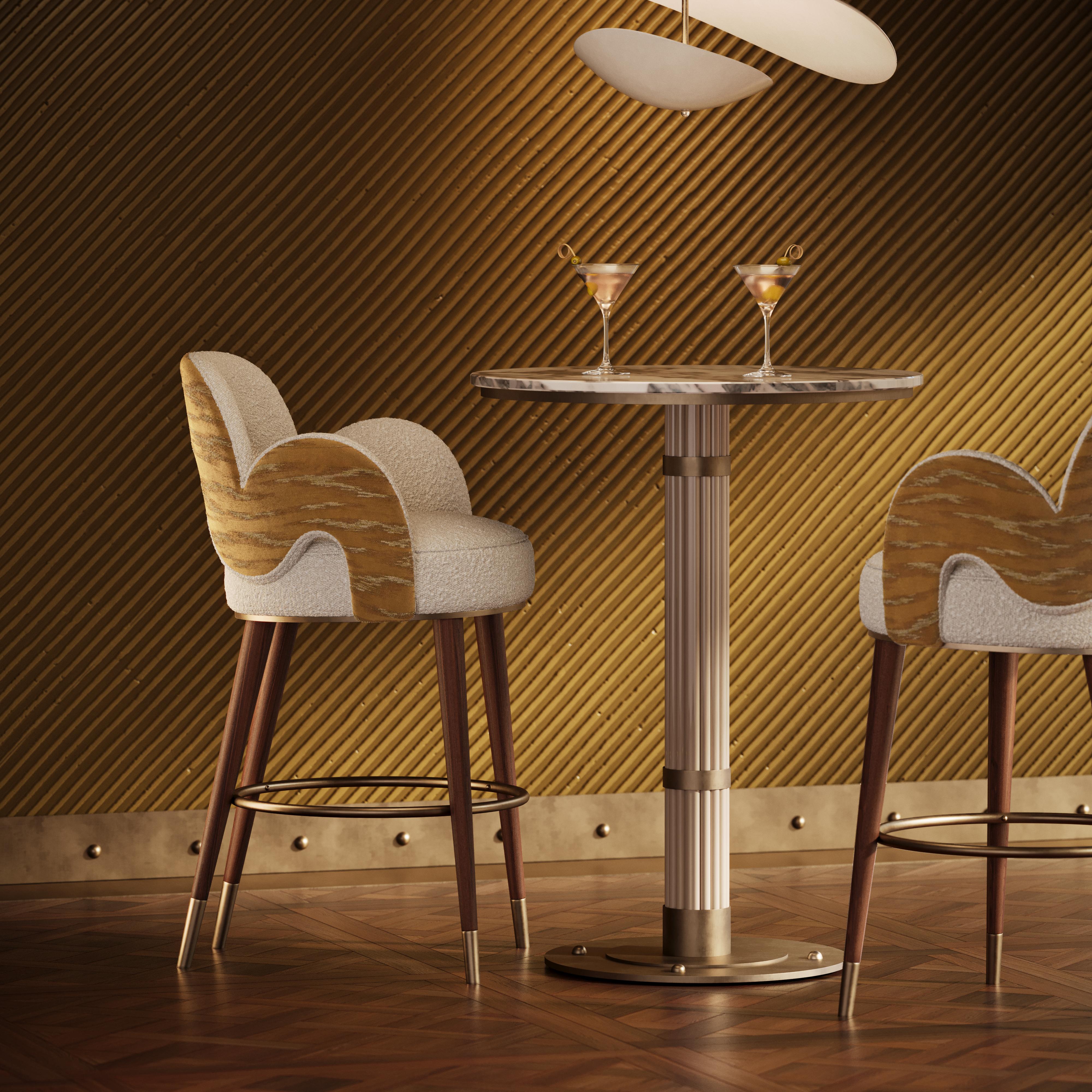 Brass Mid-Century Modern Amuse Bar Stool by Mavo Atelier, Handmade in Portugal For Sale