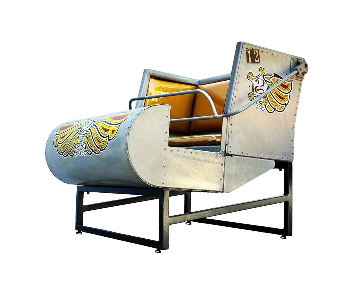 Steel Mid-Century Modern Amusement Park Ride Lounge Chair for Kids Room or Man Cave