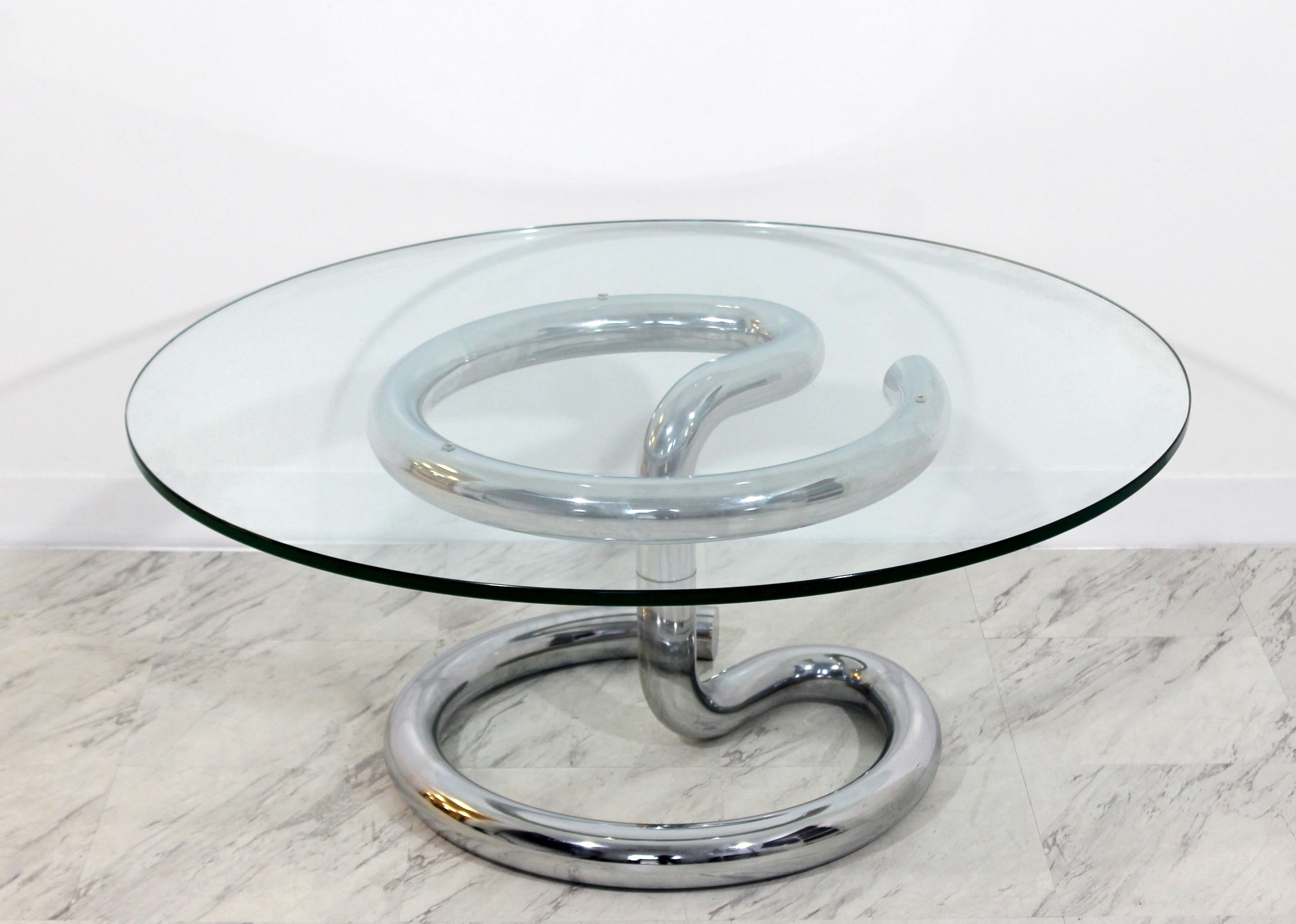 Mid-Century Modern Anaconda Chrome and Glass Coffee Table by Paul Tuttle, 1970s In Good Condition In Keego Harbor, MI
