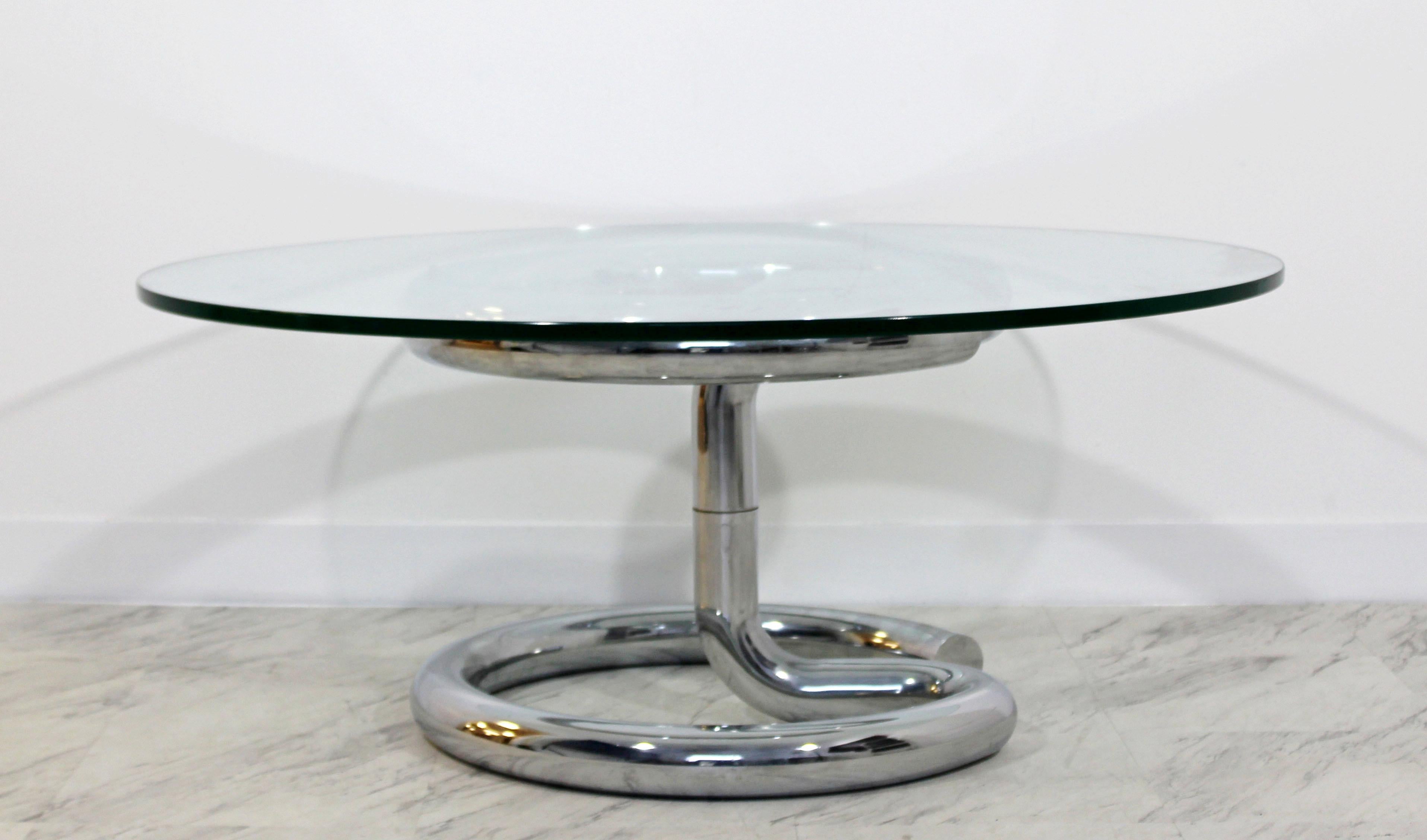 Late 20th Century Mid-Century Modern Anaconda Chrome and Glass Coffee Table by Paul Tuttle, 1970s