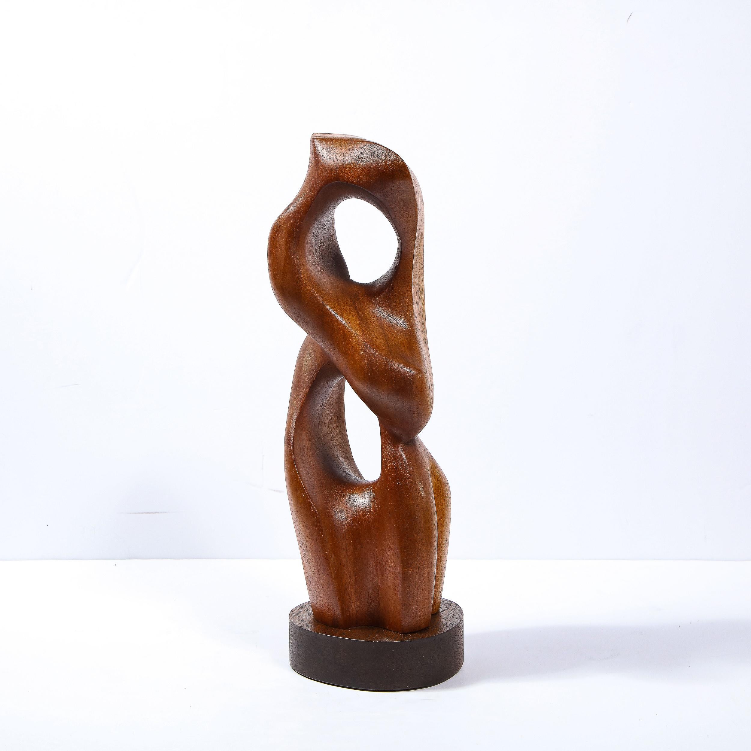Mid-Century Modern Anamorphic Abstract Open Form Walnut Sculpture 4