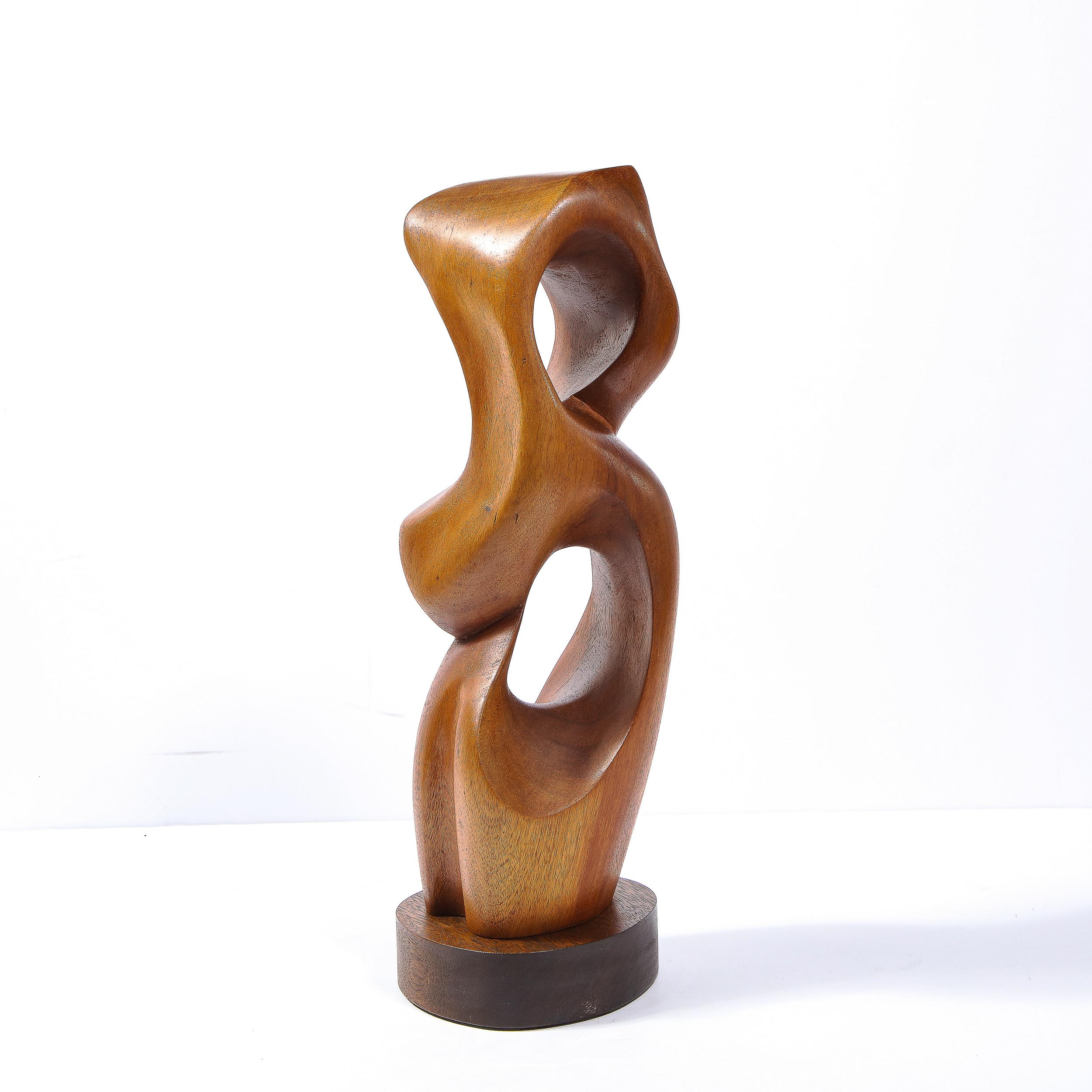 Mid-Century Modern Anamorphic Abstract Open Form Walnut Sculpture 9