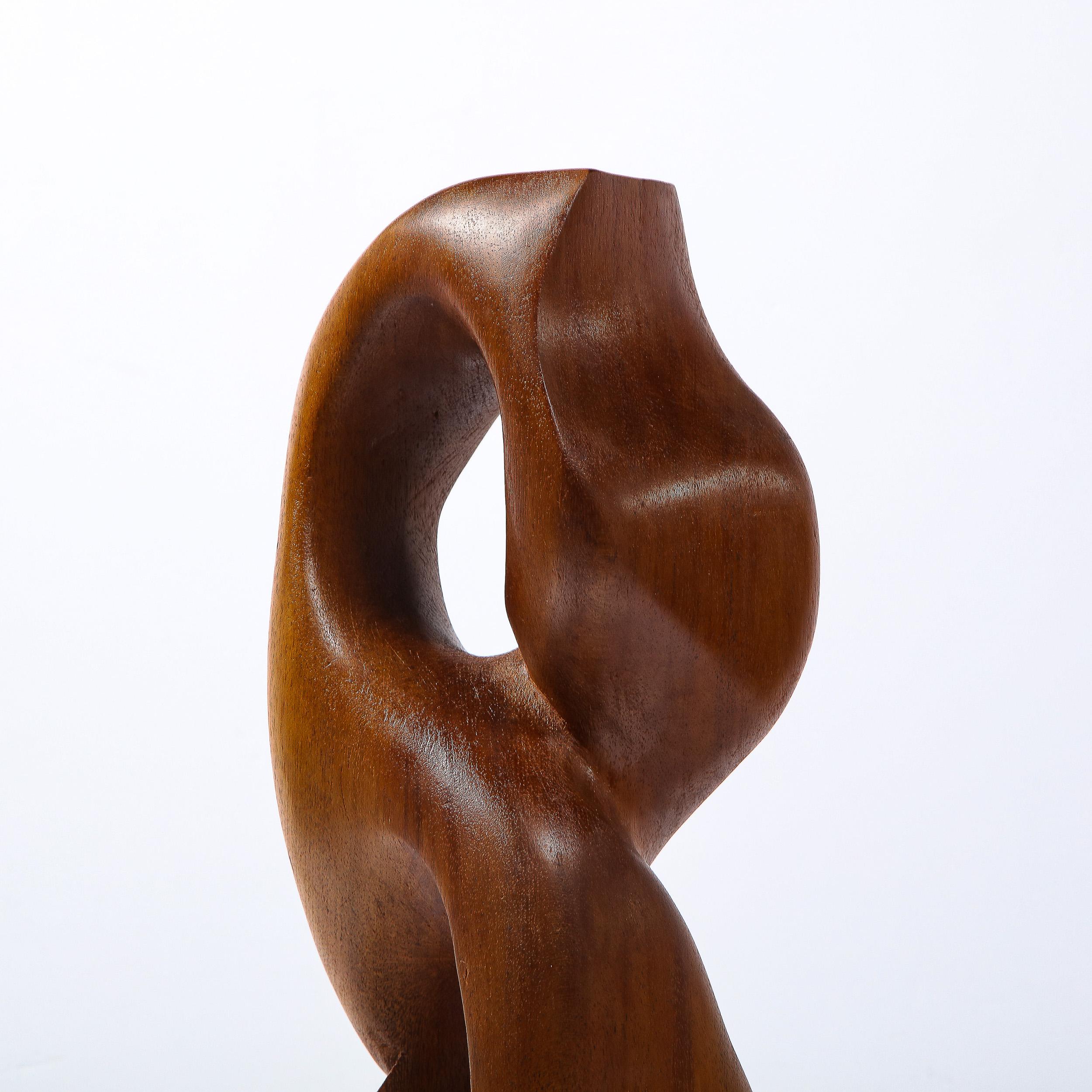 American Mid-Century Modern Anamorphic Abstract Open Form Walnut Sculpture