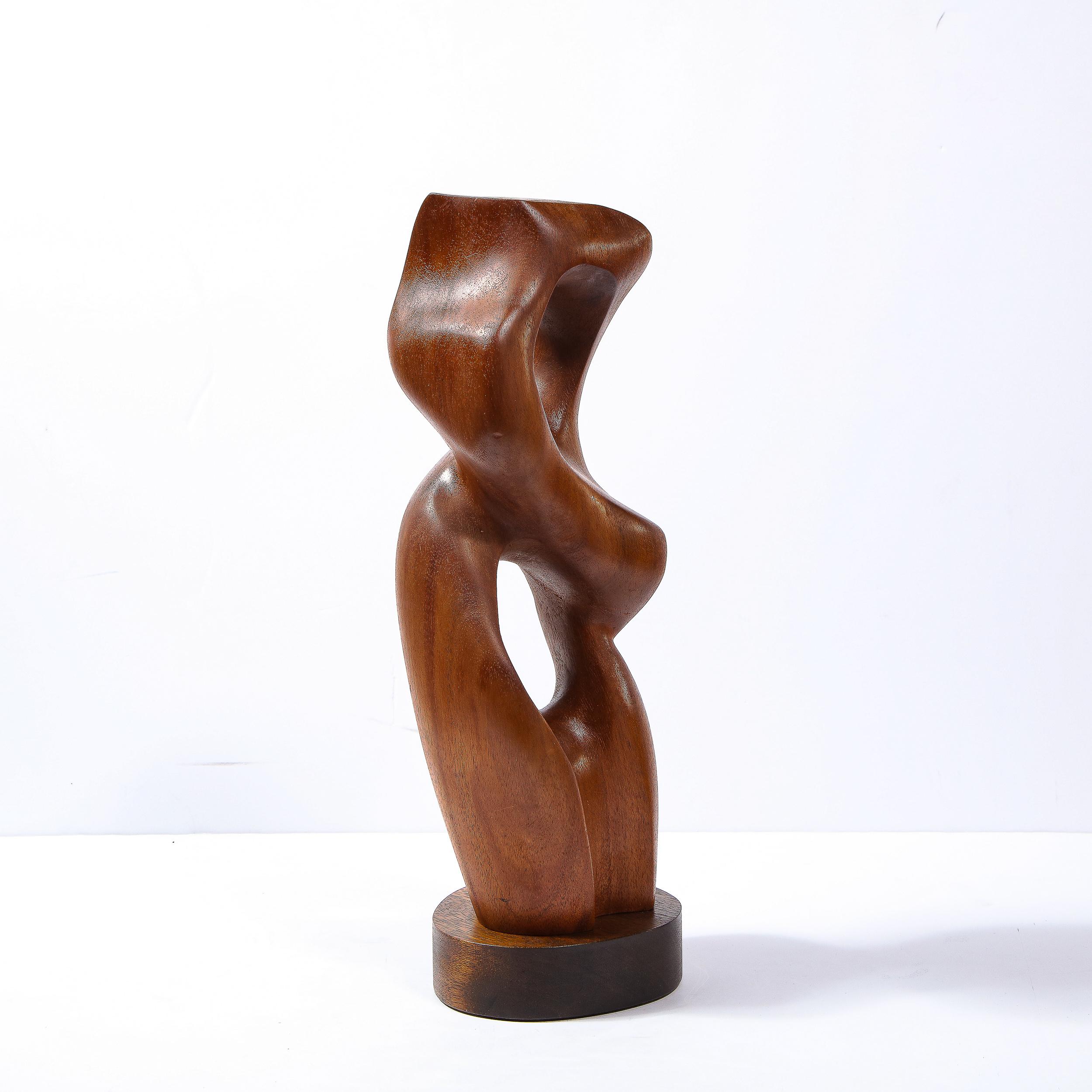 Mid-Century Modern Anamorphic Abstract Open Form Walnut Sculpture 1