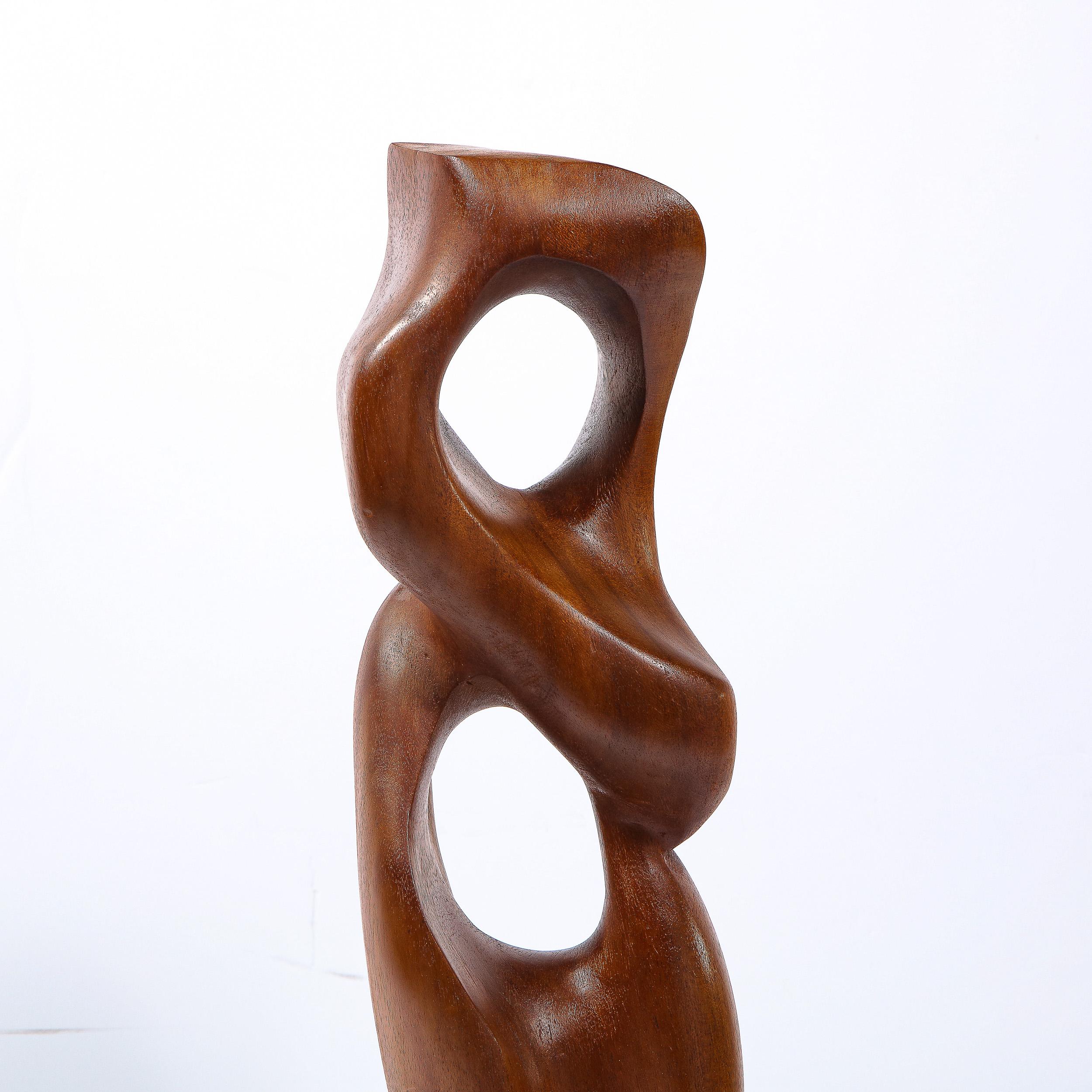 Mid-Century Modern Anamorphic Abstract Open Form Walnut Sculpture 3