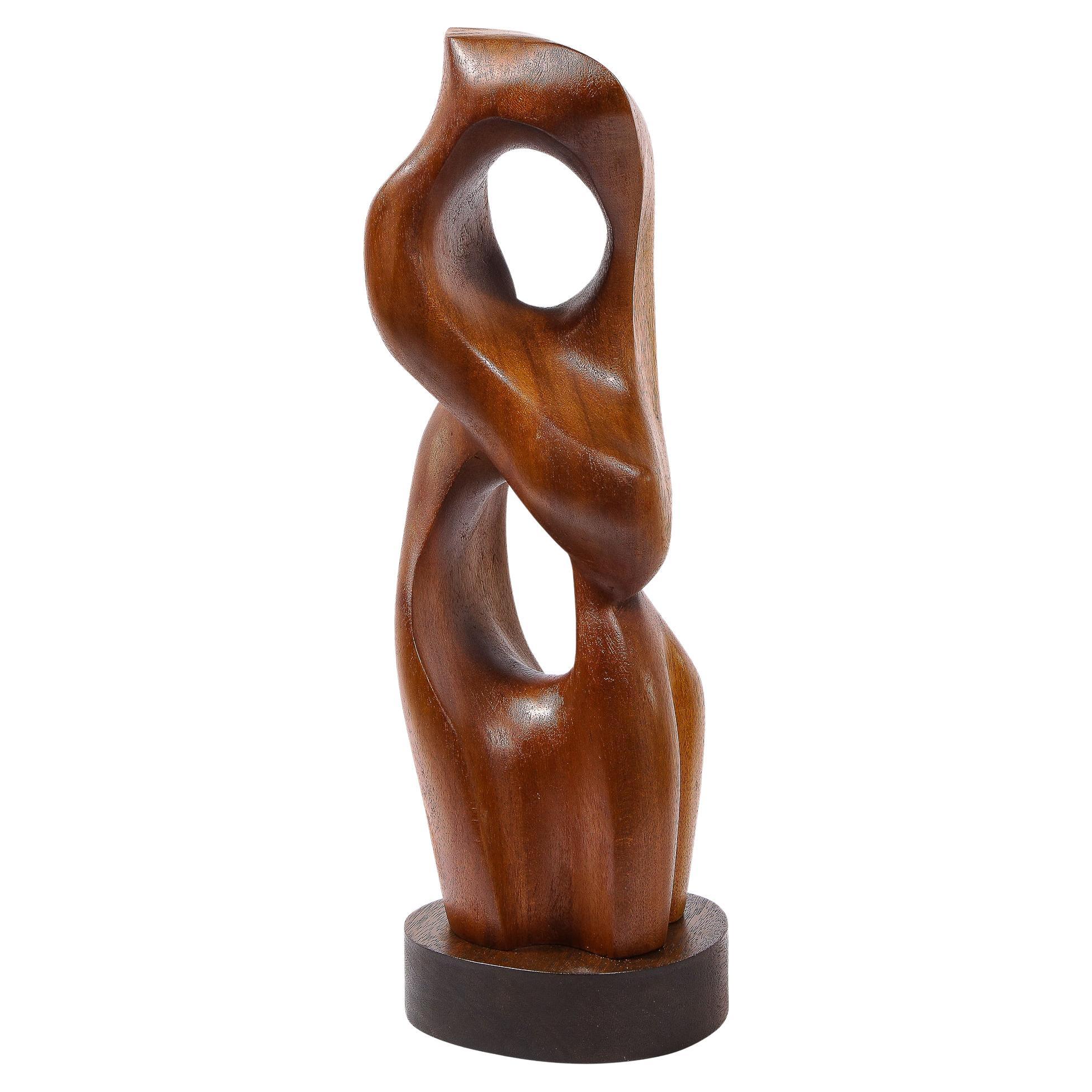 Mid-Century Modern Anamorphic Abstract Open Form Walnut Sculpture