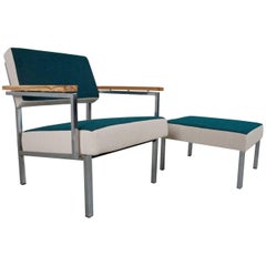 Mid-Century Modern and Industrial Lounge Set with Hocker, 1960s