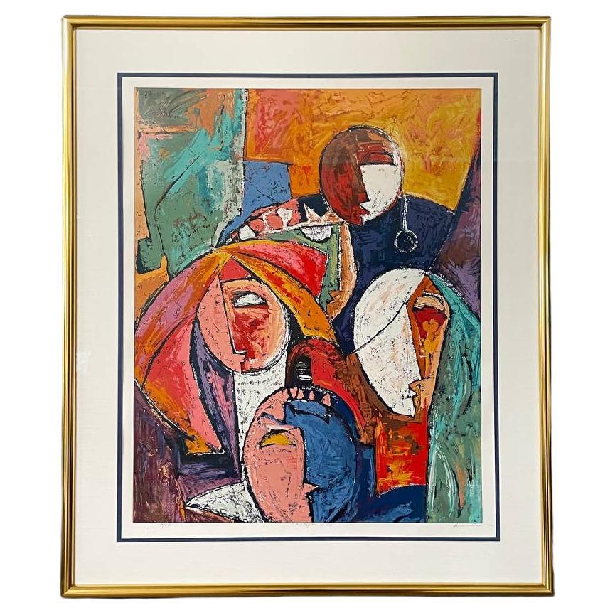 Mid-Century Modern “And Together We Rise” Abstract Serigraph Artwork