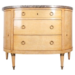 Mid-Century Modern André Arbus-Style Wood and Marble Demilune Dresser, France