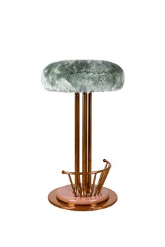 The Moderns Modernity Tabouret de Bar Andy Fourrure Laiton Fait à la main au Portugal par Ottiu