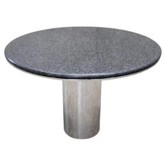 Mid Century Modern Anello Stainless Steel Pedestal And Granite Table By Brueton