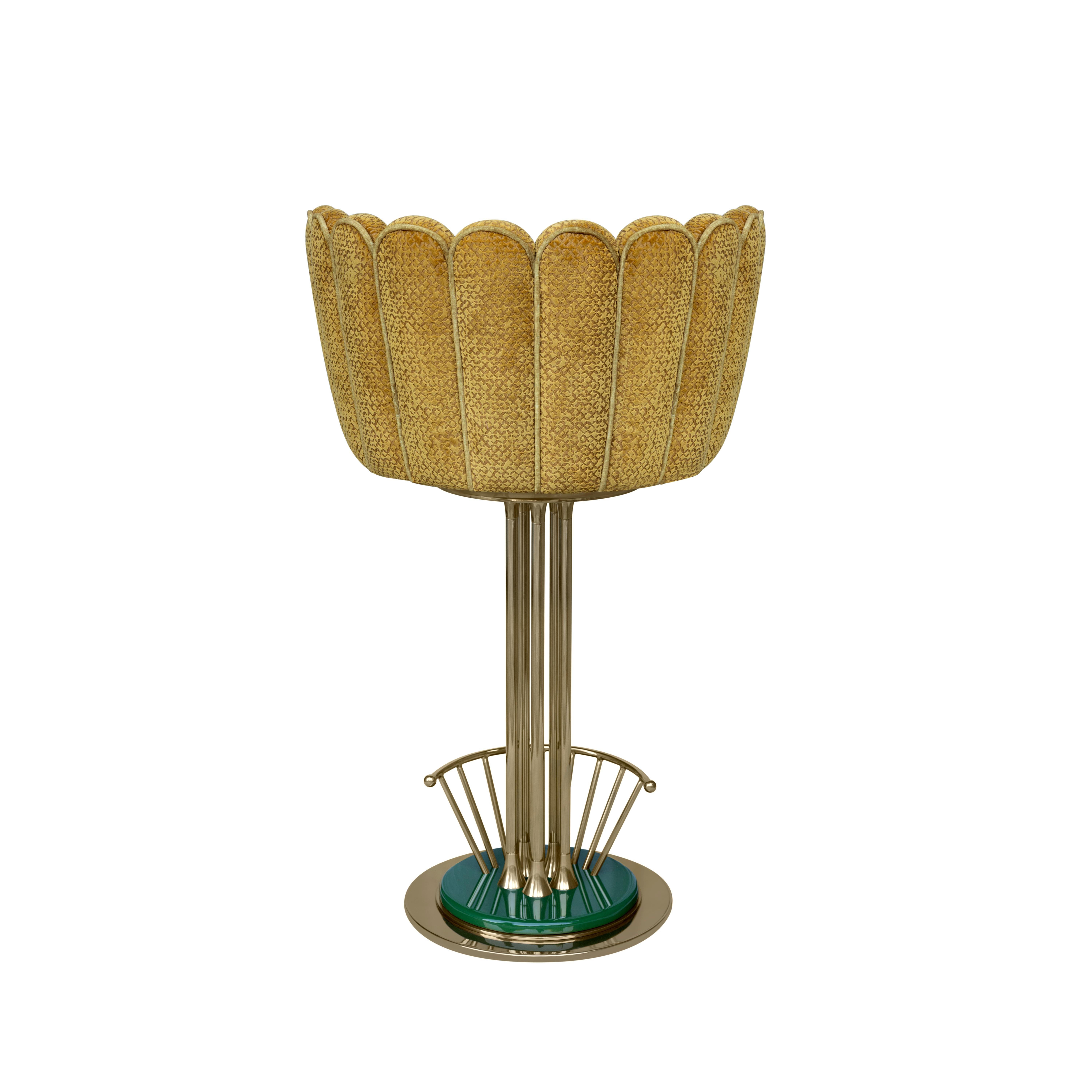 Mid-Century Modern Angel Swivel Bar Stool Brass Velvet Handmade in Portugal For Sale 1