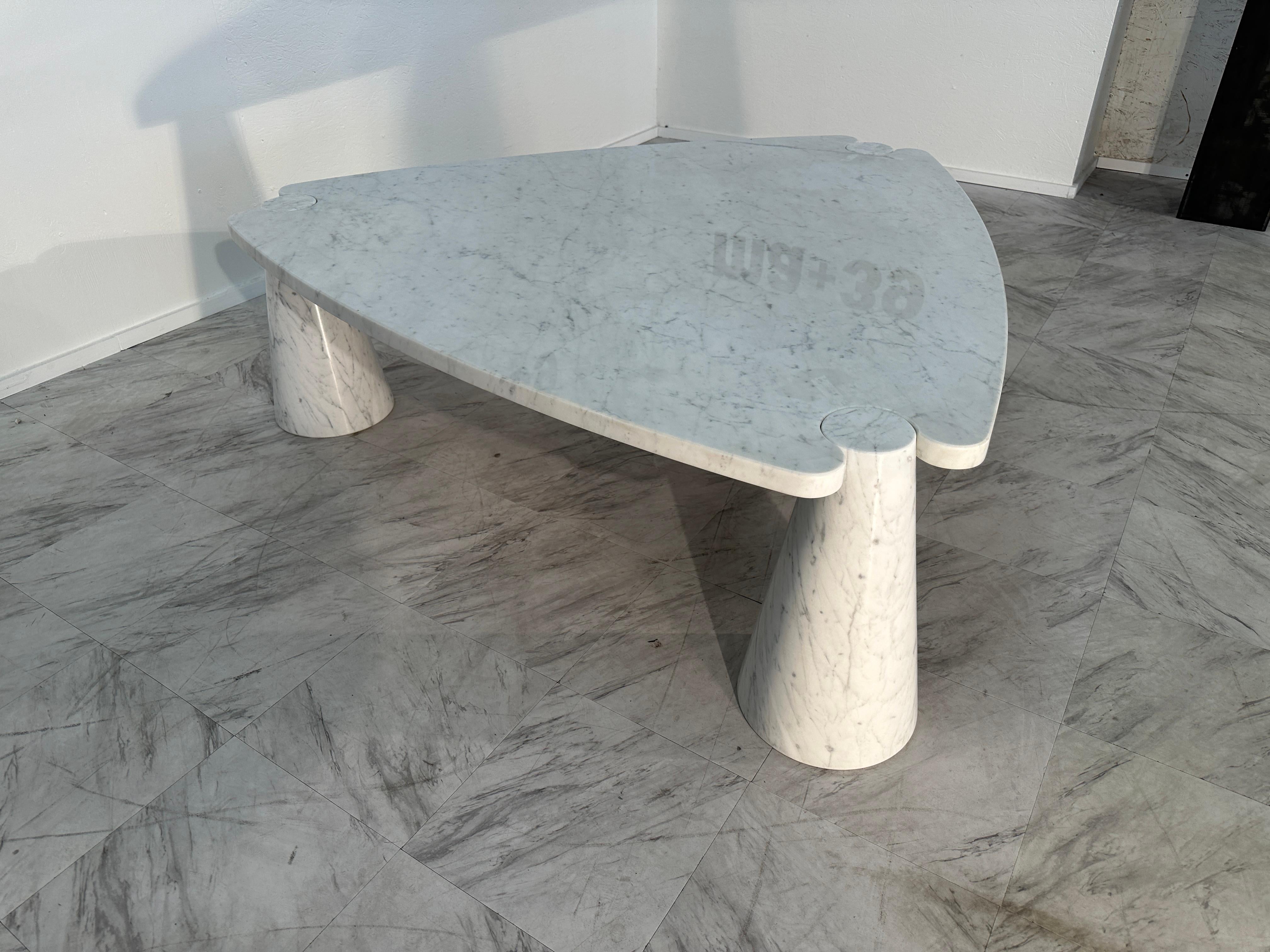 Carrara Marble Mid-Century Modern Angelo Mangiarotti Eros Series Italian Coffee Table 1971 For Sale