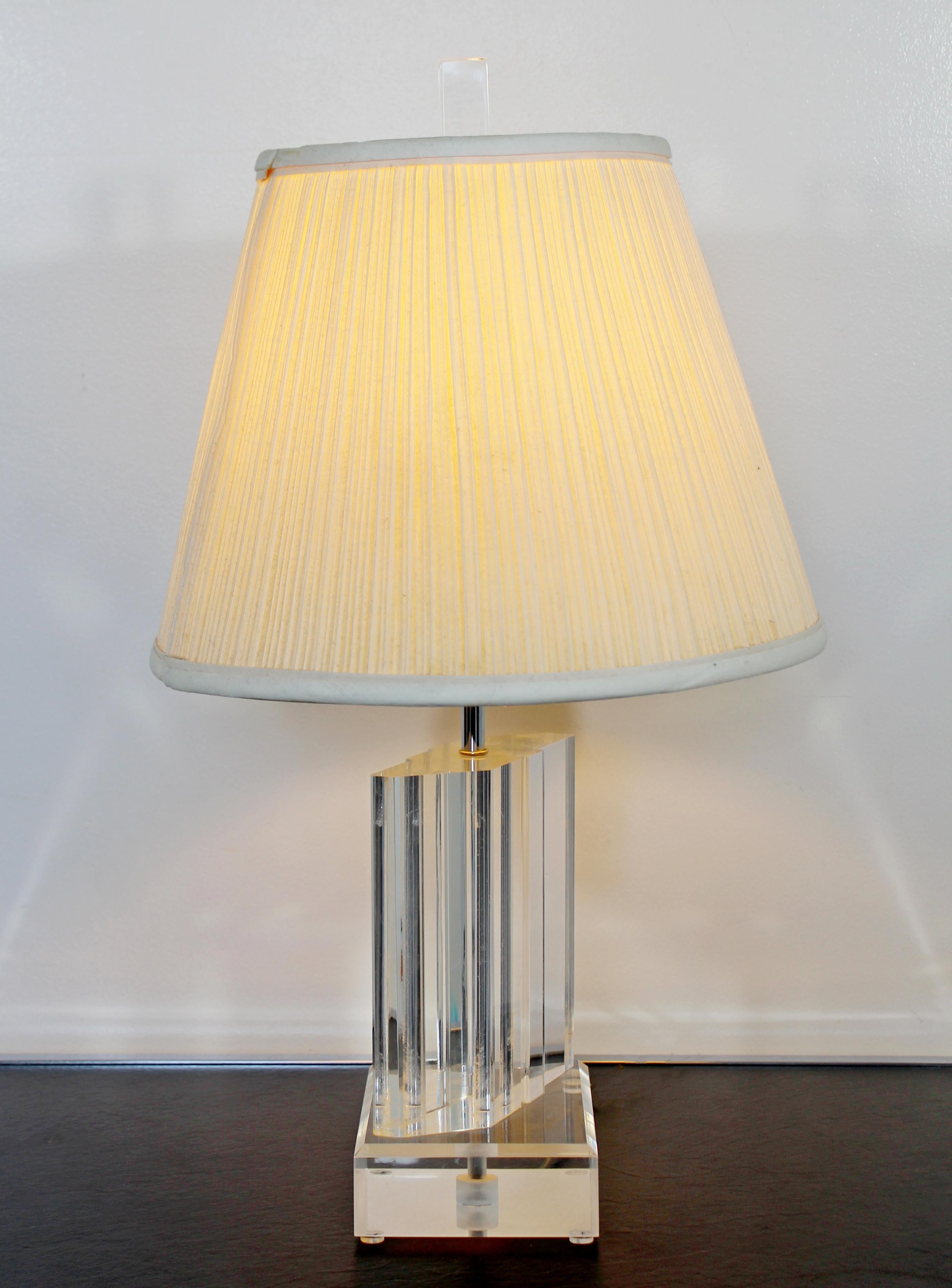 Late 20th Century Mid-Century Modern Angled Lucite Table Lamp Springer Era 1970s Original Finial