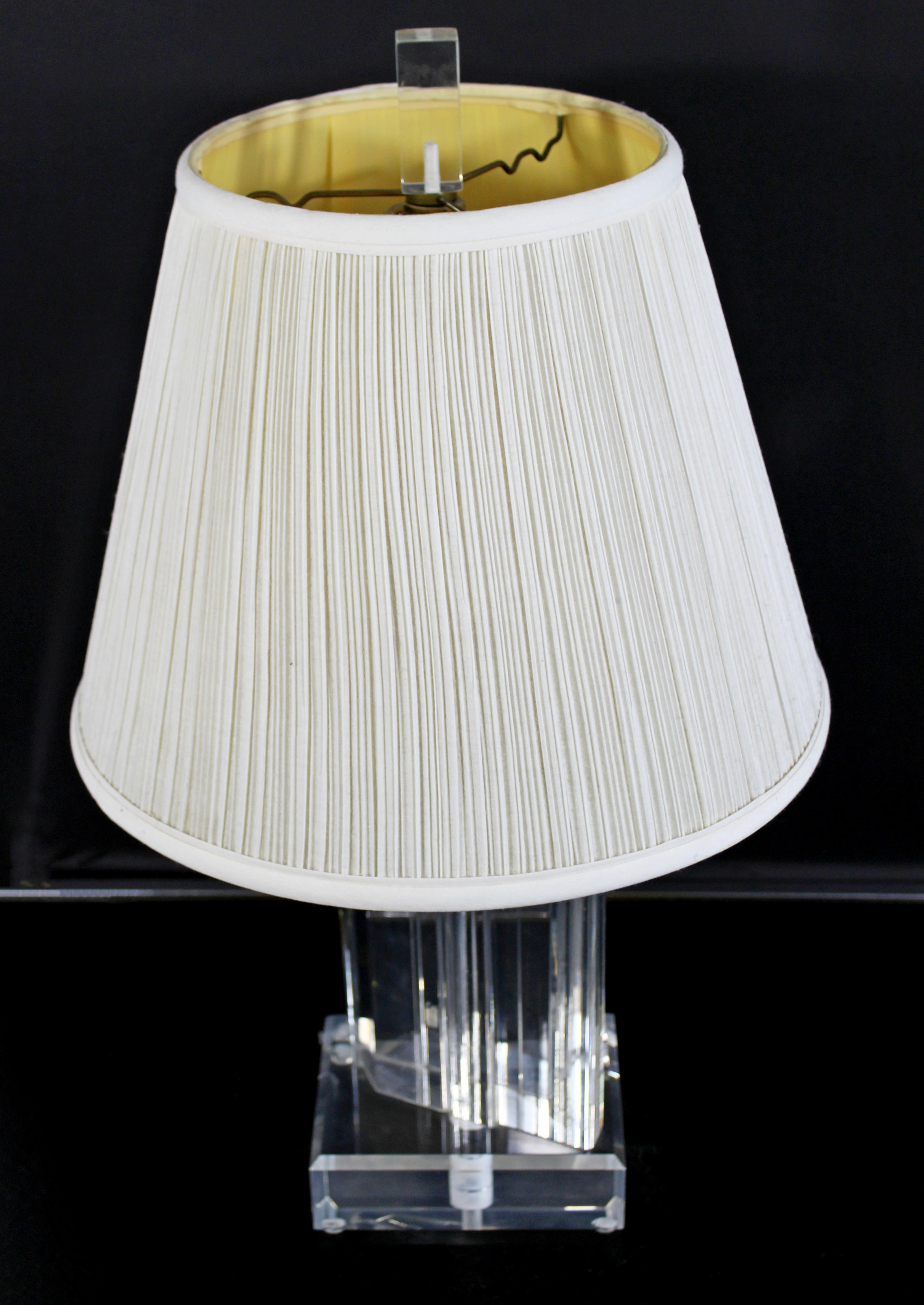 Mid-Century Modern Angled Lucite Table Lamp Springer Era 1970s Original Finial 1