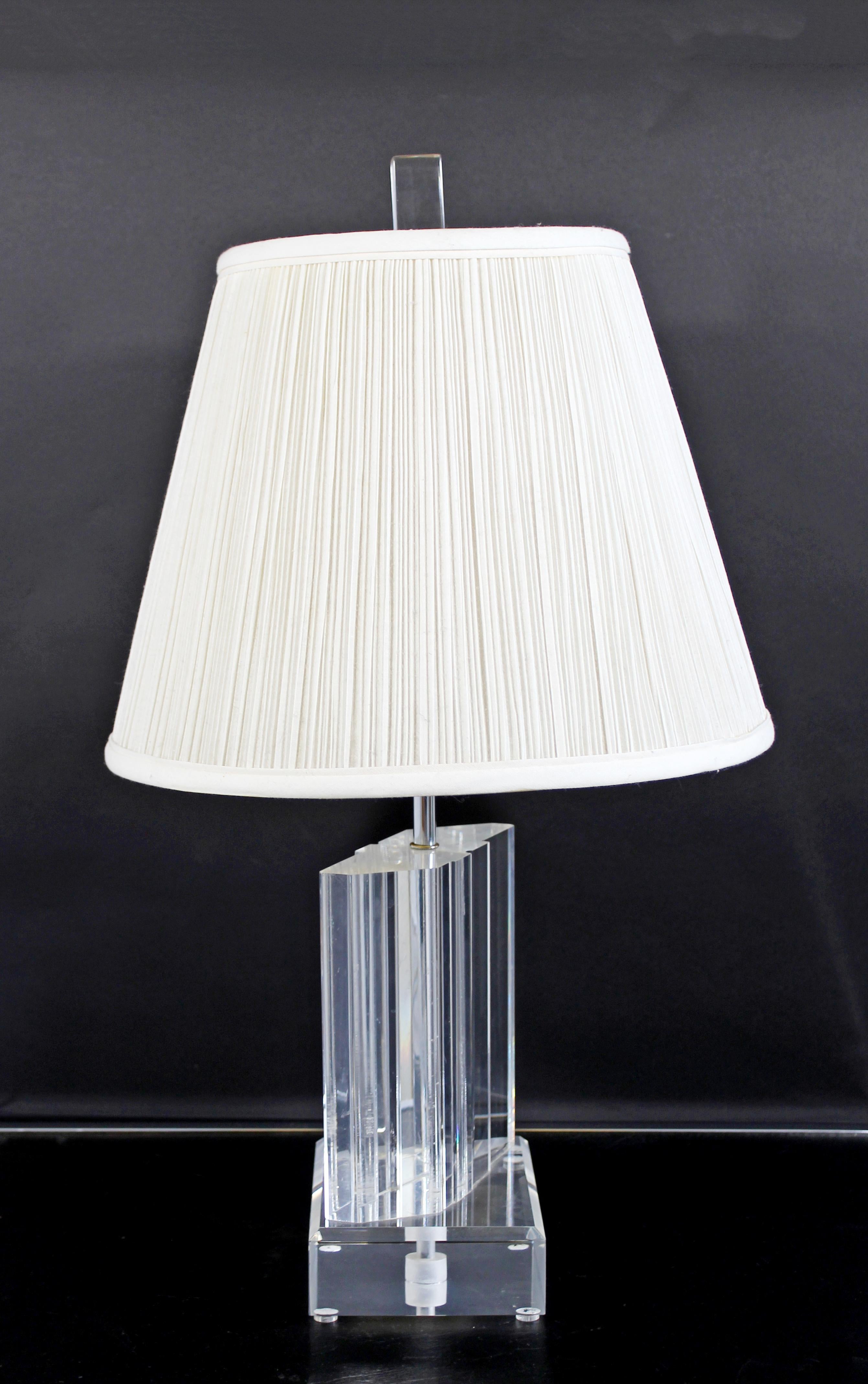 Mid-Century Modern Angled Lucite Table Lamp Springer Era 1970s Original Finial 2